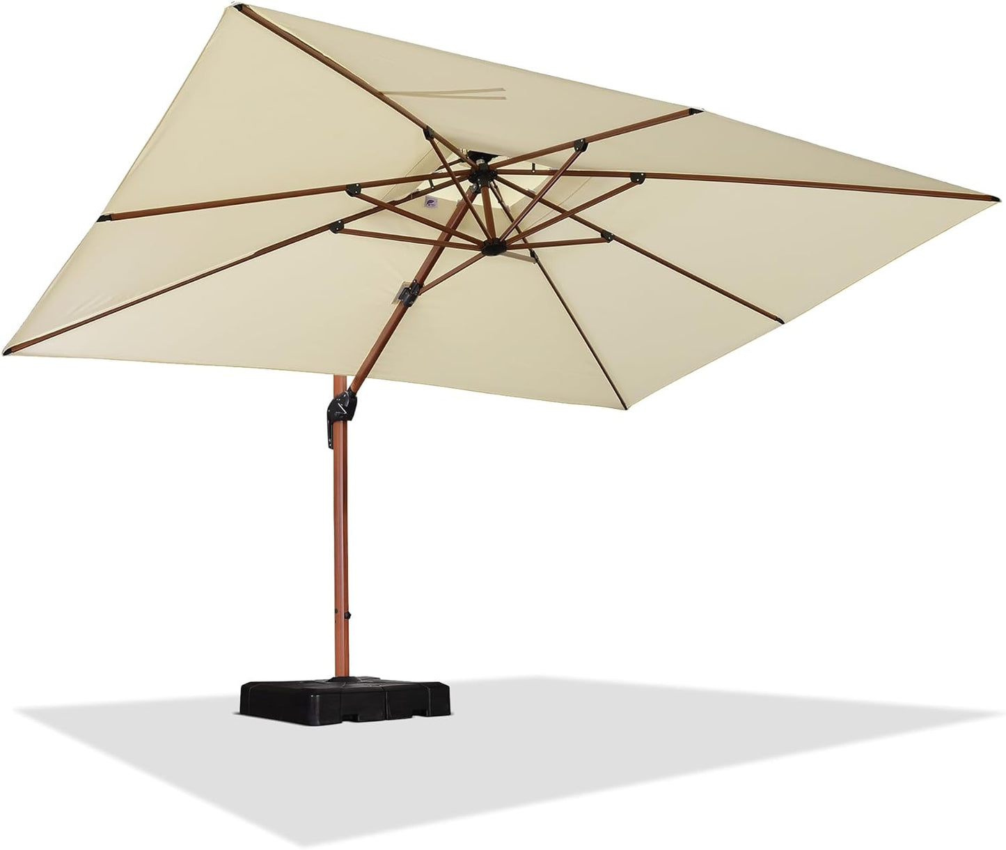 PURPLE LEAF 11' X 11' Patio Umbrella Cantilever Outdoor Umbrellas Square Large Parasol Windproof Sunshade Heavy Duty Sun Umbrellas for Deck Pool Patio Garden, Beige