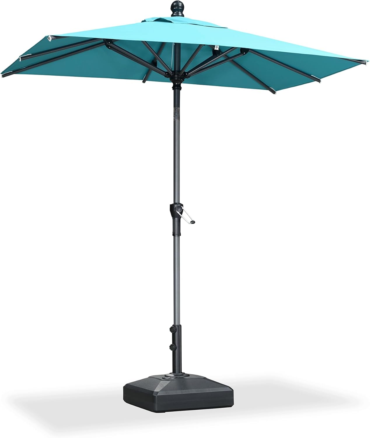 PURPLE LEAF 10' x 6.5' Rectangle Patio Market Umbrella with Base Outdoor Table Umbrellas Aluminum Frame Sun Shade with 8 Sturdy Ribs Tilt for Garden Deck Lawn Pool Beige
