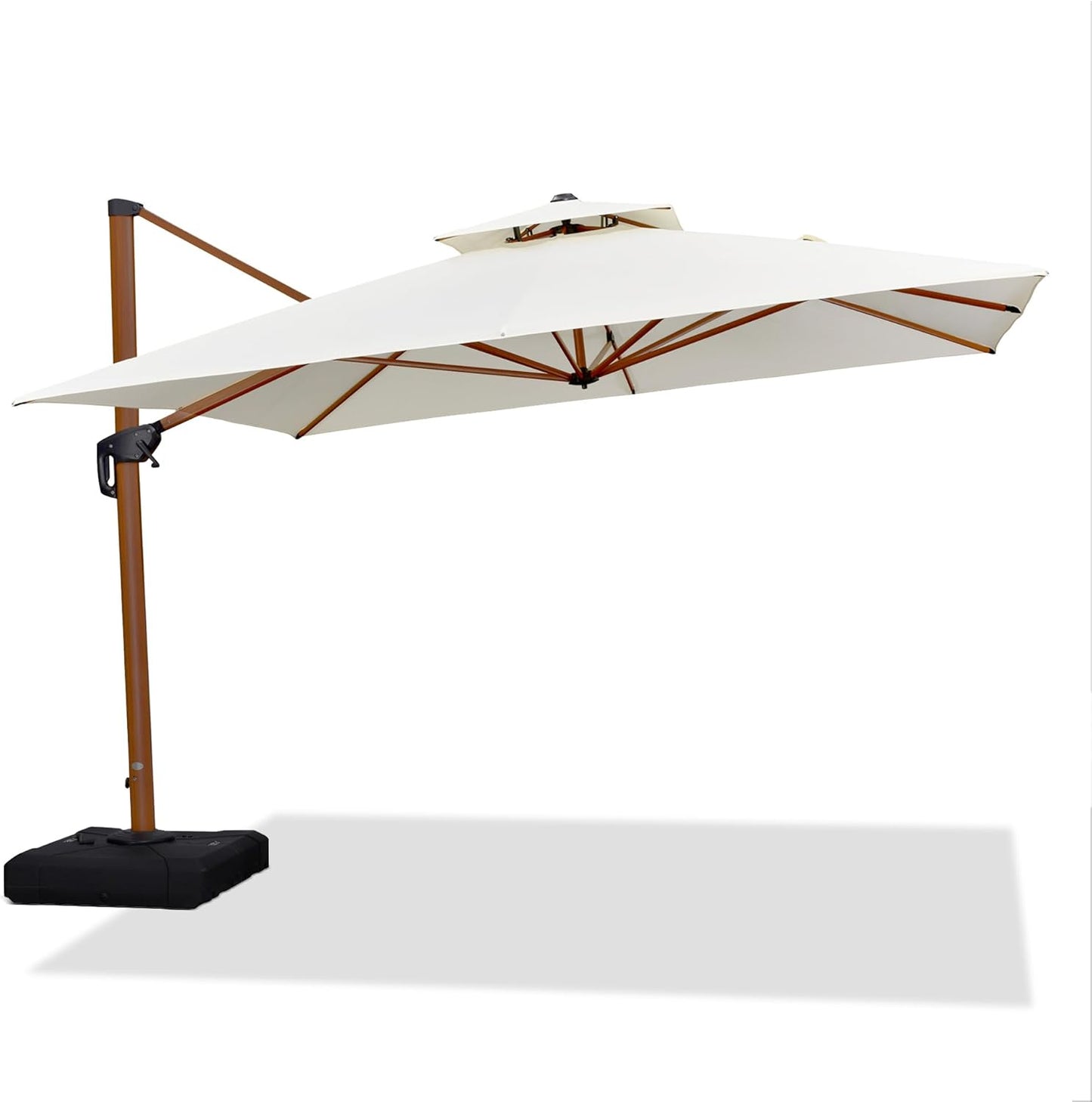 PURPLE LEAF 11' X 11' Patio Umbrella Cantilever Outdoor Umbrellas Square Large Parasol Windproof Sunshade Heavy Duty Sun Umbrellas for Deck Pool Patio Garden, Beige