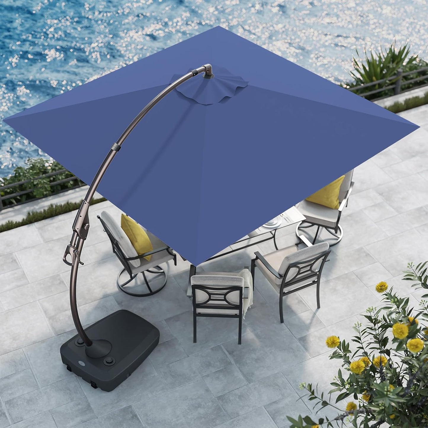 Grand patio 11FT Cantilever Umbrella with Base Outdoor Large Round Aluminum Offset Umbrella for Patio Garden Backyard (Champagne, 11 FT)