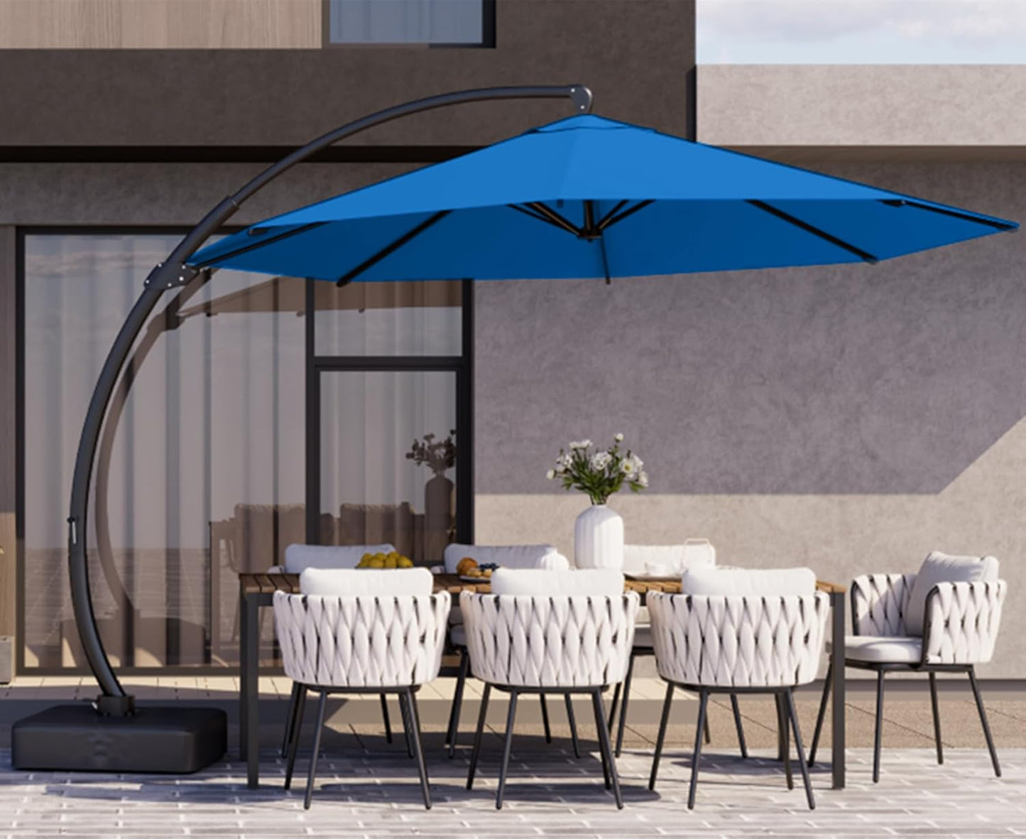 Kingdura 11ft Cantilever Patio Umbrella with Base Included, Large Round Offset Outdoor Pool Umbrella, 360° Rotation & Infinite Tilt, Heavy Duty Aluminum Frame for Deck Backyard, Beige