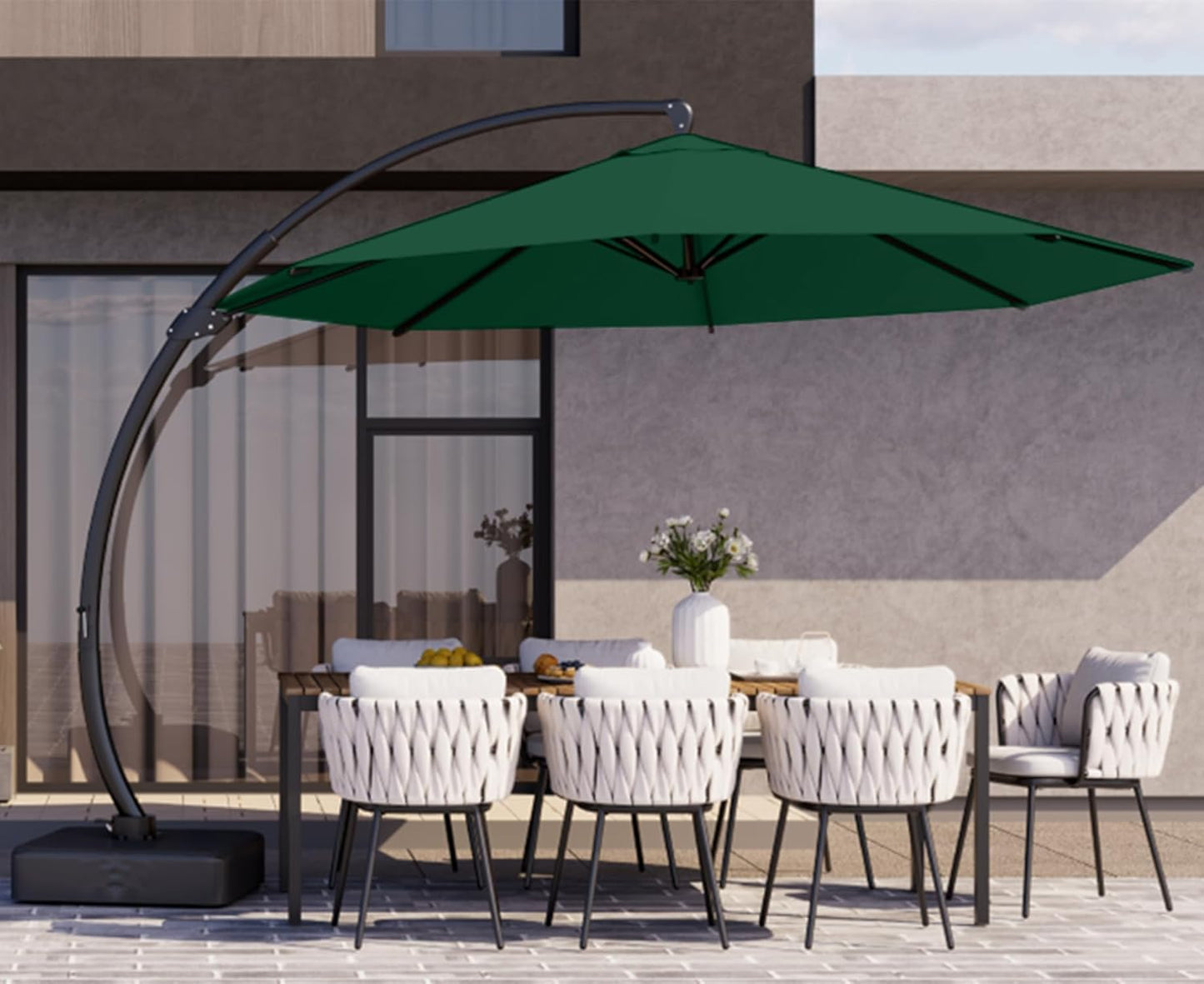Kingdura 11ft Cantilever Patio Umbrella with Base Included, Large Round Offset Outdoor Pool Umbrella, 360° Rotation & Infinite Tilt, Heavy Duty Aluminum Frame for Deck Backyard, Beige