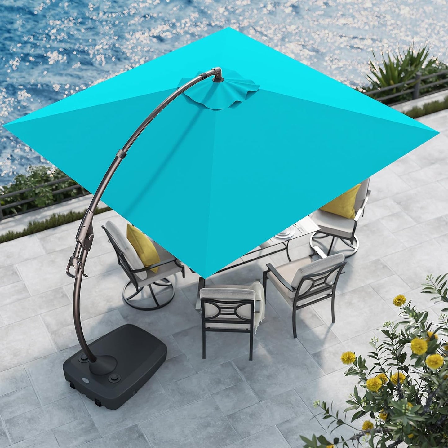 Grand patio 11FT Cantilever Umbrella with Base Outdoor Large Round Aluminum Offset Umbrella for Patio Garden Backyard (Champagne, 11 FT)