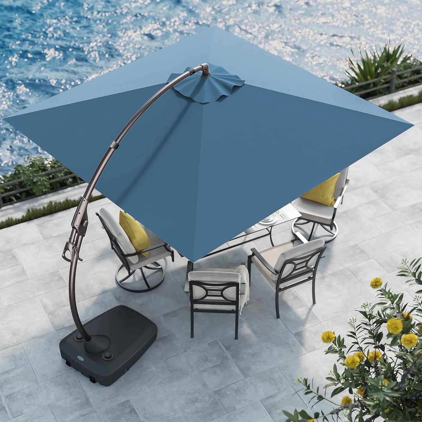Grand patio 11FT Cantilever Umbrella with Base Outdoor Large Round Aluminum Offset Umbrella for Patio Garden Backyard (Champagne, 11 FT)