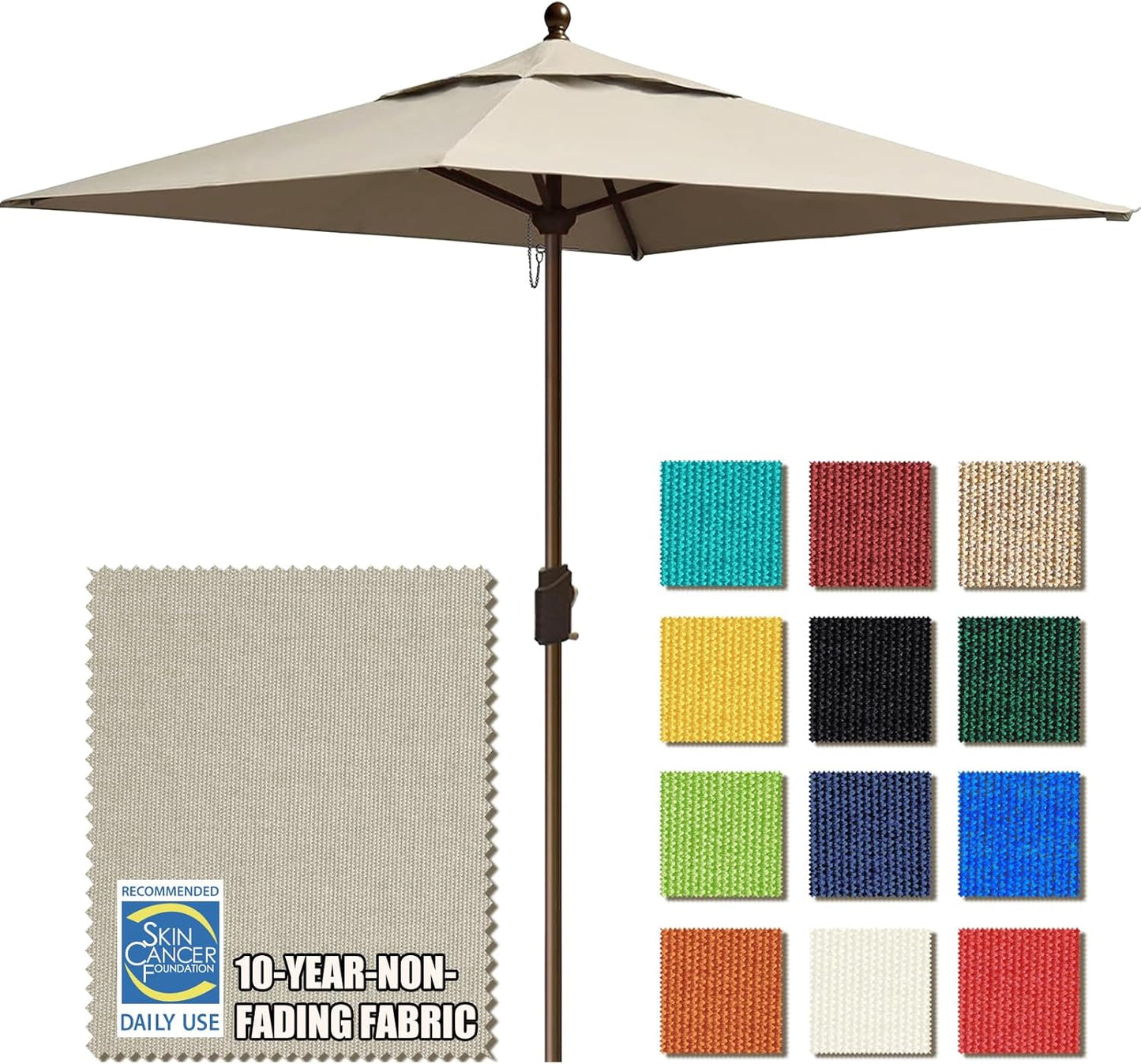 EliteShade USA 10-Year-Non-Fading 9Ft Market Umbrella Patio Umbrella Outdoor Table Umbrella with Ventilation, Heather Beige