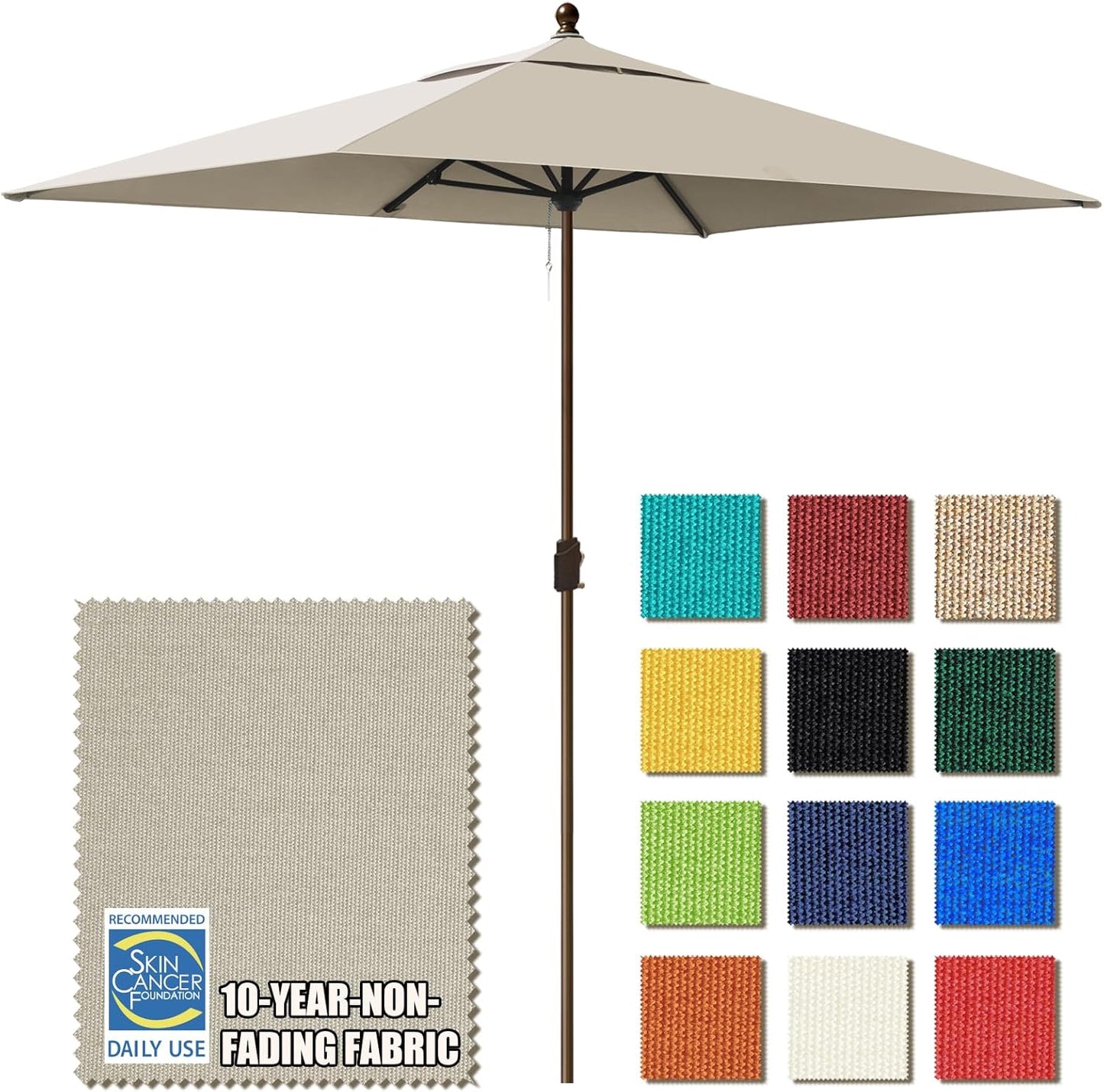 EliteShade USA 10-Year-Non-Fading 9Ft Market Umbrella Patio Umbrella Outdoor Table Umbrella with Ventilation, Heather Beige