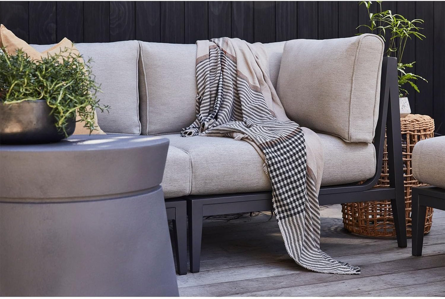 Outer Insect-Repellent Throw Blanket with Bug Shield Technology,Lightweight Outdoor Blanket for Backyard,Camping,Picnic and Beach,Stone Gray Buffalo Plaid,50" W x 60"
