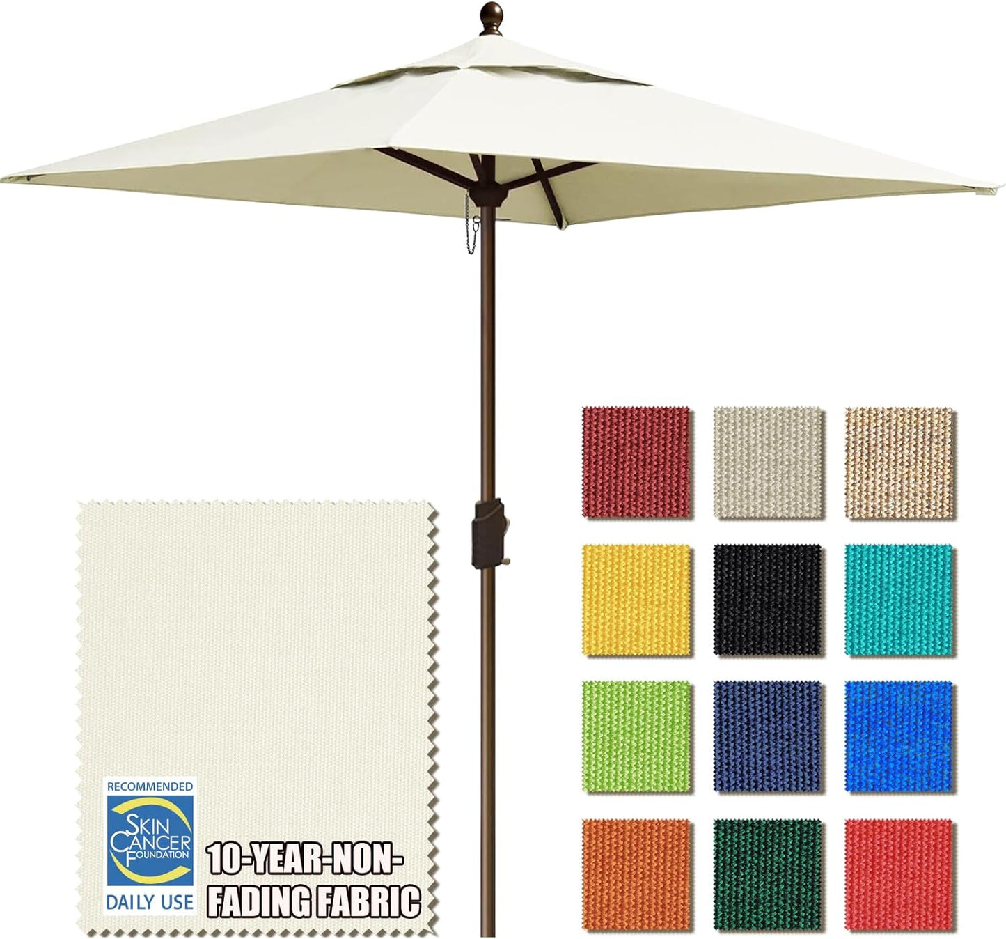 EliteShade USA 10-Year-Non-Fading 9Ft Market Umbrella Patio Umbrella Outdoor Table Umbrella with Ventilation, Heather Beige