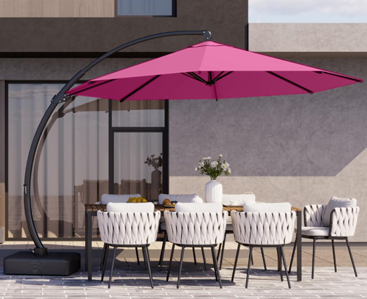 Kingdura 11ft Cantilever Patio Umbrella with Base Included, Large Round Offset Outdoor Pool Umbrella, 360° Rotation & Infinite Tilt, Heavy Duty Aluminum Frame for Deck Backyard, Beige