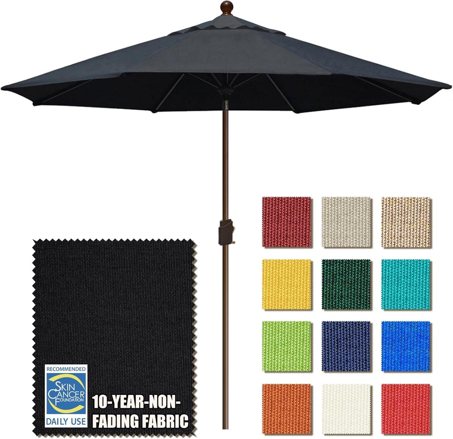 EliteShade USA 10-Year-Non-Fading 9Ft Market Umbrella Patio Umbrella Outdoor Table Umbrella with Ventilation, Heather Beige