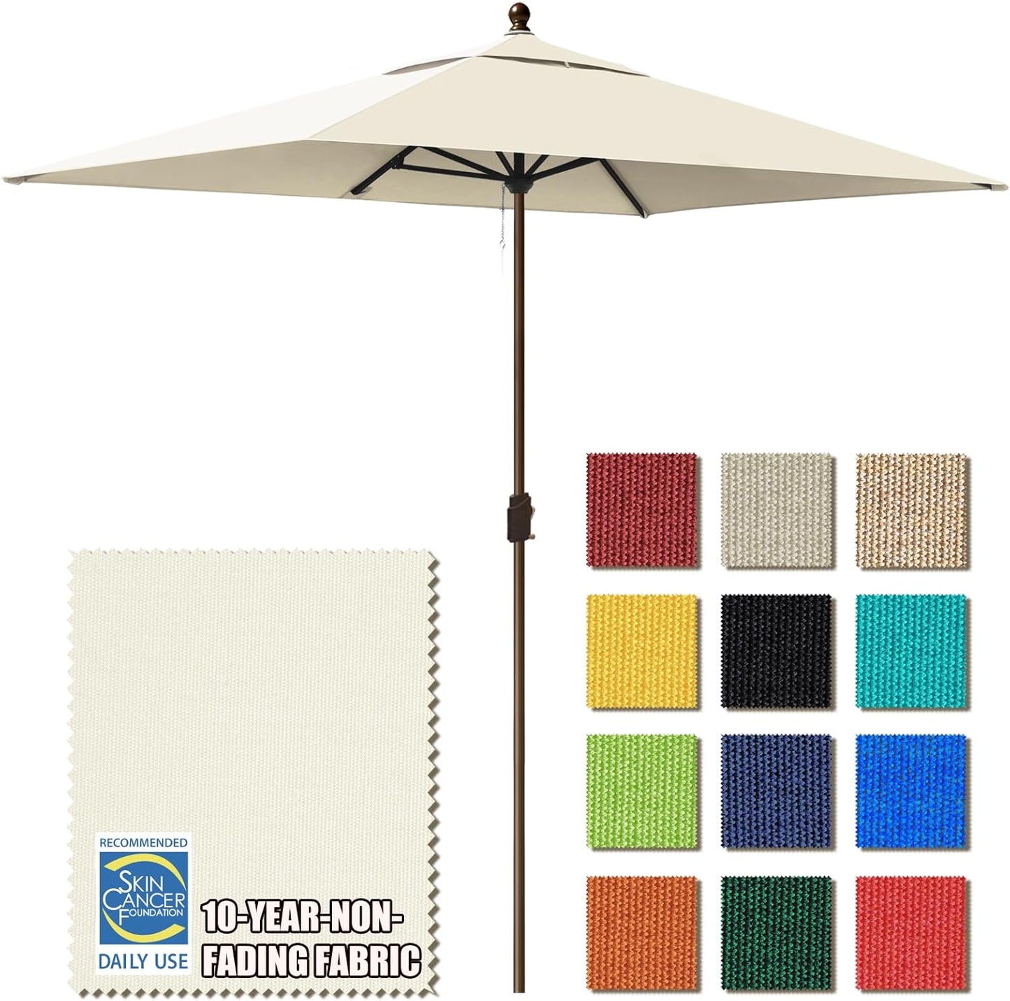 EliteShade USA 10-Year-Non-Fading 9Ft Market Umbrella Patio Umbrella Outdoor Table Umbrella with Ventilation, Heather Beige