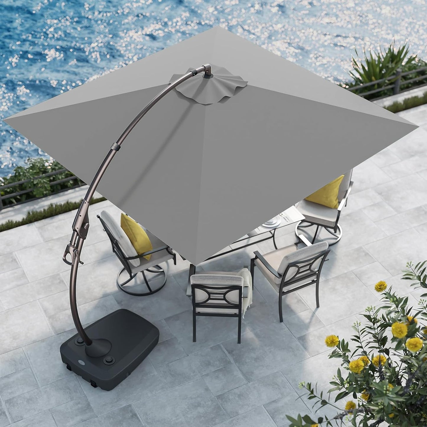 Grand patio 11FT Cantilever Umbrella with Base Outdoor Large Round Aluminum Offset Umbrella for Patio Garden Backyard (Champagne, 11 FT)