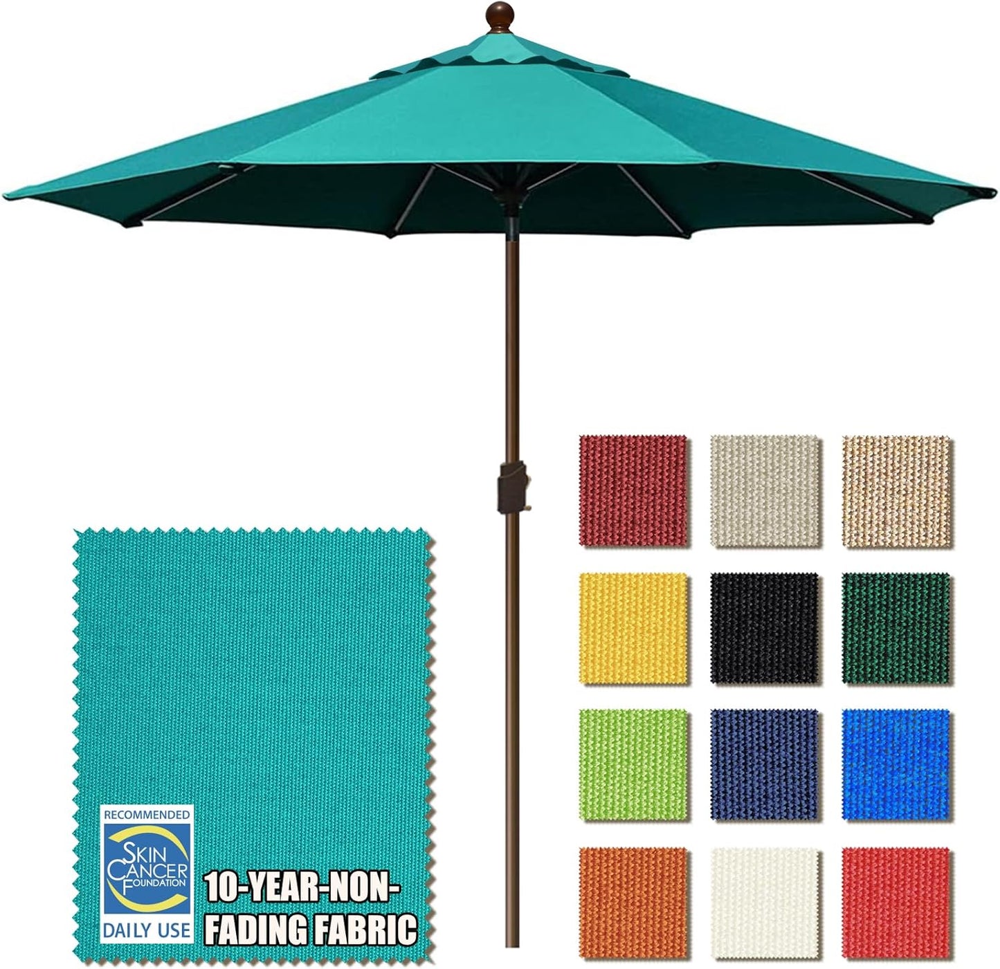 EliteShade USA 10-Year-Non-Fading 9Ft Market Umbrella Patio Umbrella Outdoor Table Umbrella with Ventilation, Heather Beige