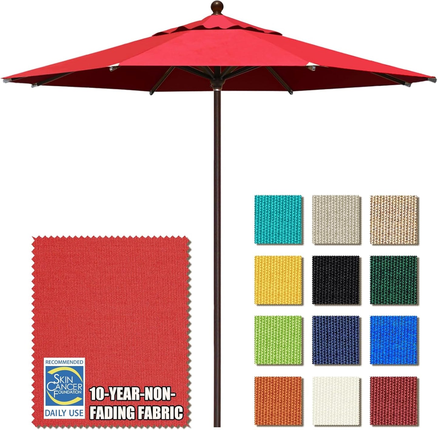 EliteShade USA 10-Year-Non-Fading 9Ft Market Umbrella Patio Umbrella Outdoor Table Umbrella with Ventilation, Heather Beige