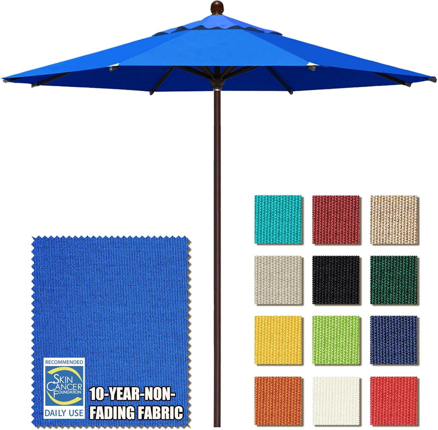EliteShade USA 10-Year-Non-Fading 9Ft Market Umbrella Patio Umbrella Outdoor Table Umbrella with Ventilation, Heather Beige