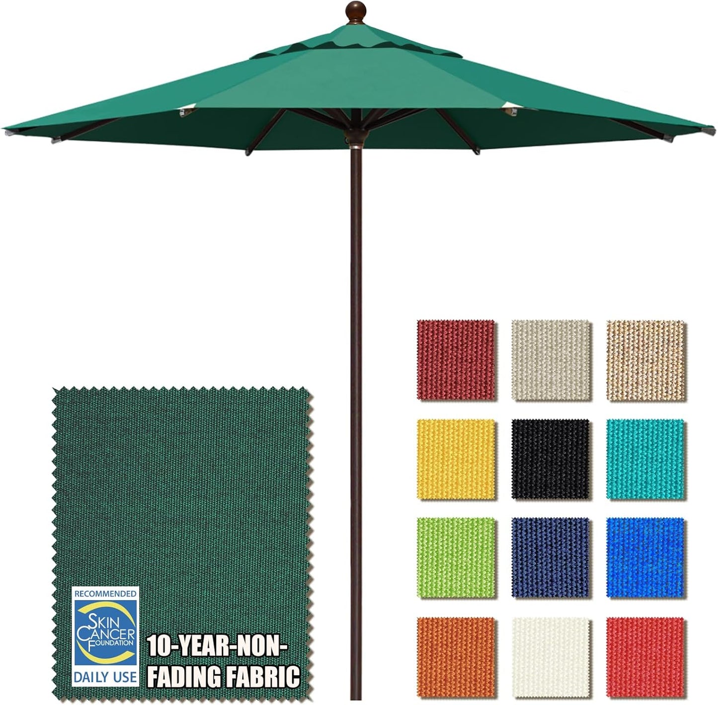 EliteShade USA 10-Year-Non-Fading 9Ft Market Umbrella Patio Umbrella Outdoor Table Umbrella with Ventilation, Heather Beige