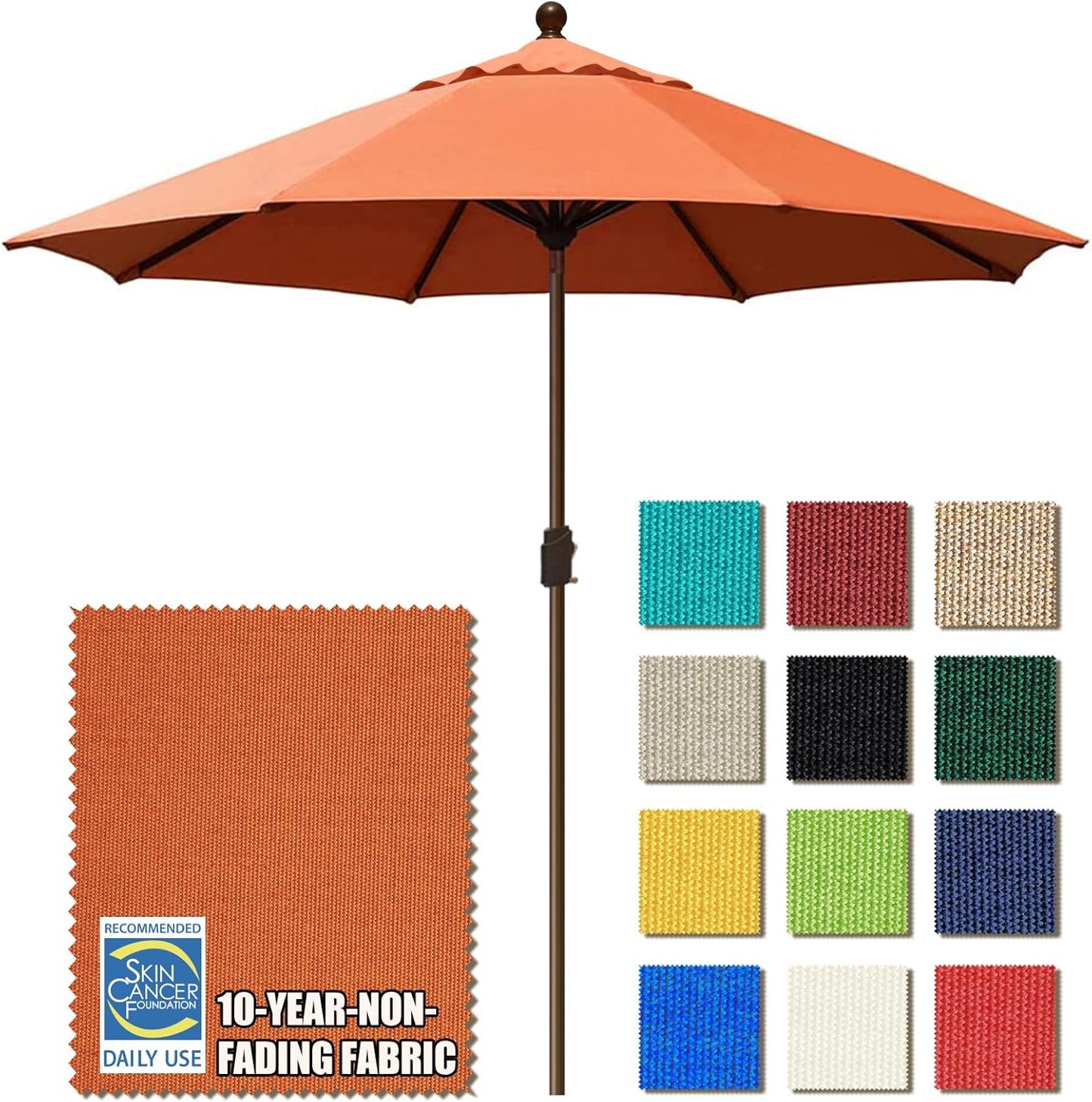 EliteShade USA 10-Year-Non-Fading 9Ft Market Umbrella Patio Umbrella Outdoor Table Umbrella with Ventilation, Heather Beige