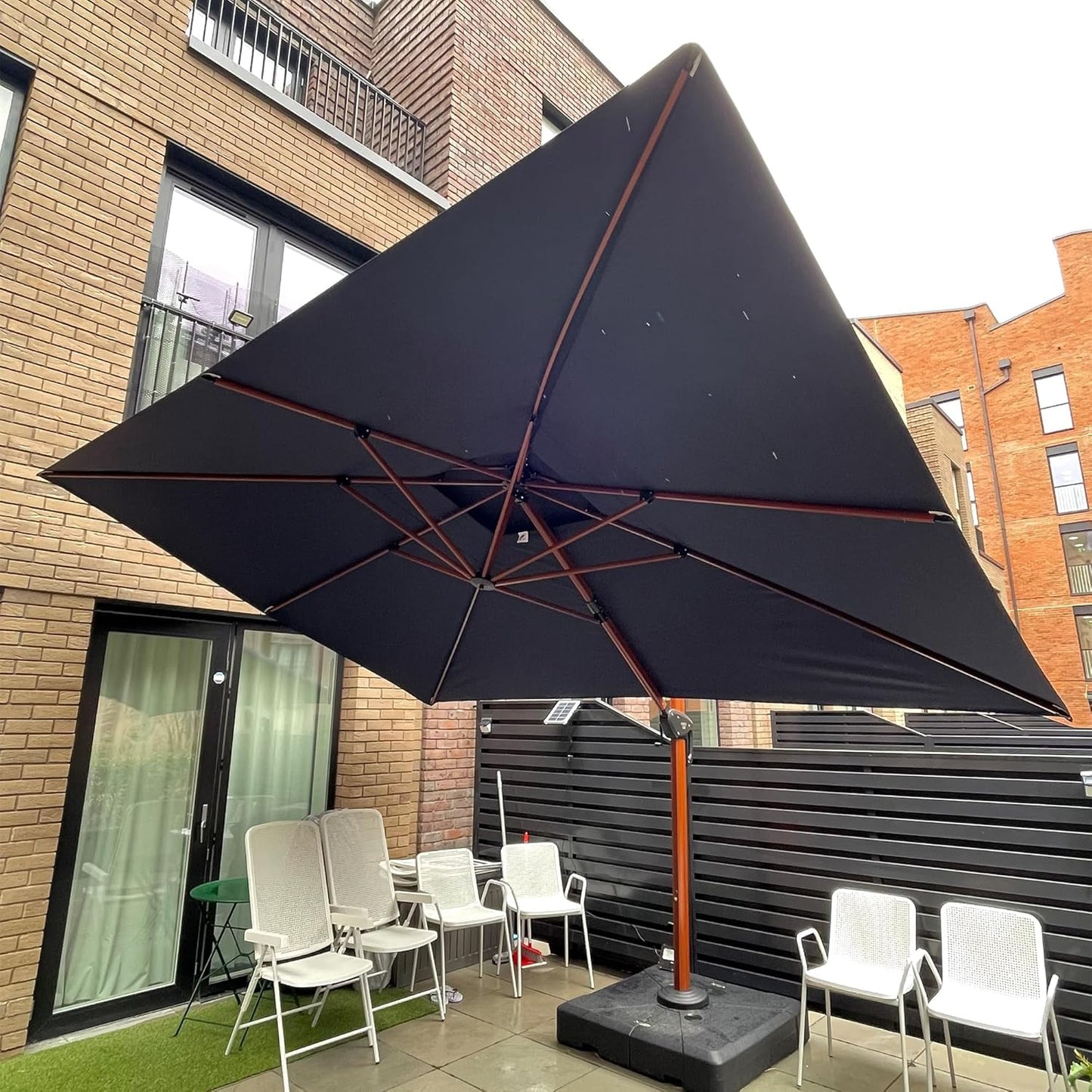 PURPLE LEAF 11' X 11' Patio Umbrella Cantilever Outdoor Umbrellas Square Large Parasol Windproof Sunshade Heavy Duty Sun Umbrellas for Deck Pool Patio Garden, Beige