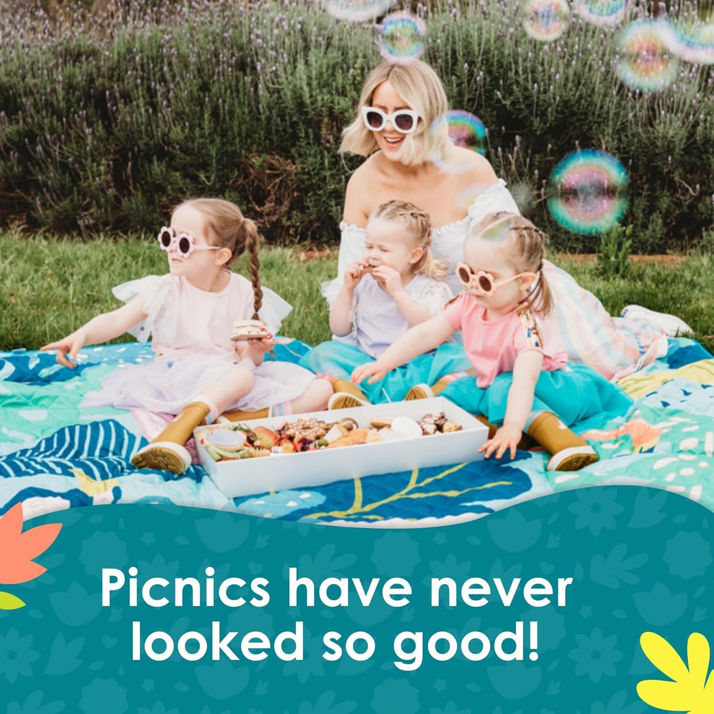 Rudie Nudie Jumbo Picnic Rug, Premium Large Picnic Mat, 6'7" x 6'7", Outdoor Waterproof Picnic Blanket Beach Mat, Foldable & Waterproof, Picnic Blankets Ideal for Beach & Park, Outdoor Blanket