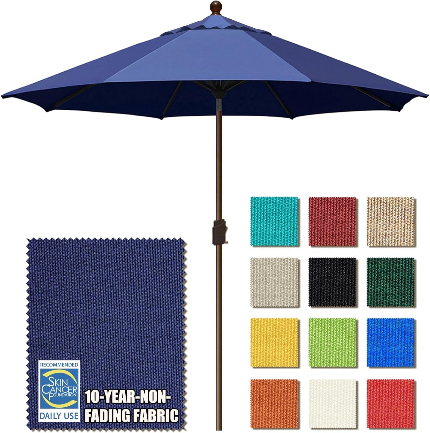 EliteShade USA 10-Year-Non-Fading 9Ft Market Umbrella Patio Umbrella Outdoor Table Umbrella with Ventilation, Heather Beige