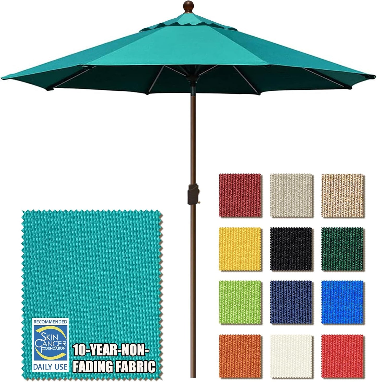 EliteShade USA 10-Year-Non-Fading 9Ft Market Umbrella Patio Umbrella Outdoor Table Umbrella with Ventilation, Heather Beige