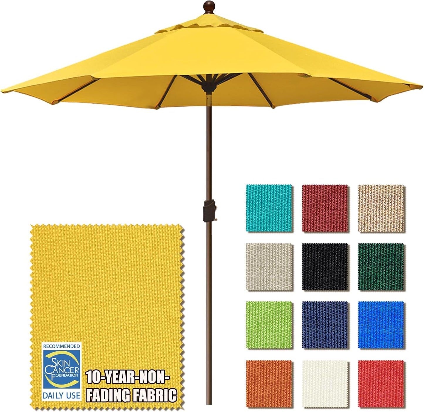 EliteShade USA 10-Year-Non-Fading 9Ft Market Umbrella Patio Umbrella Outdoor Table Umbrella with Ventilation, Heather Beige