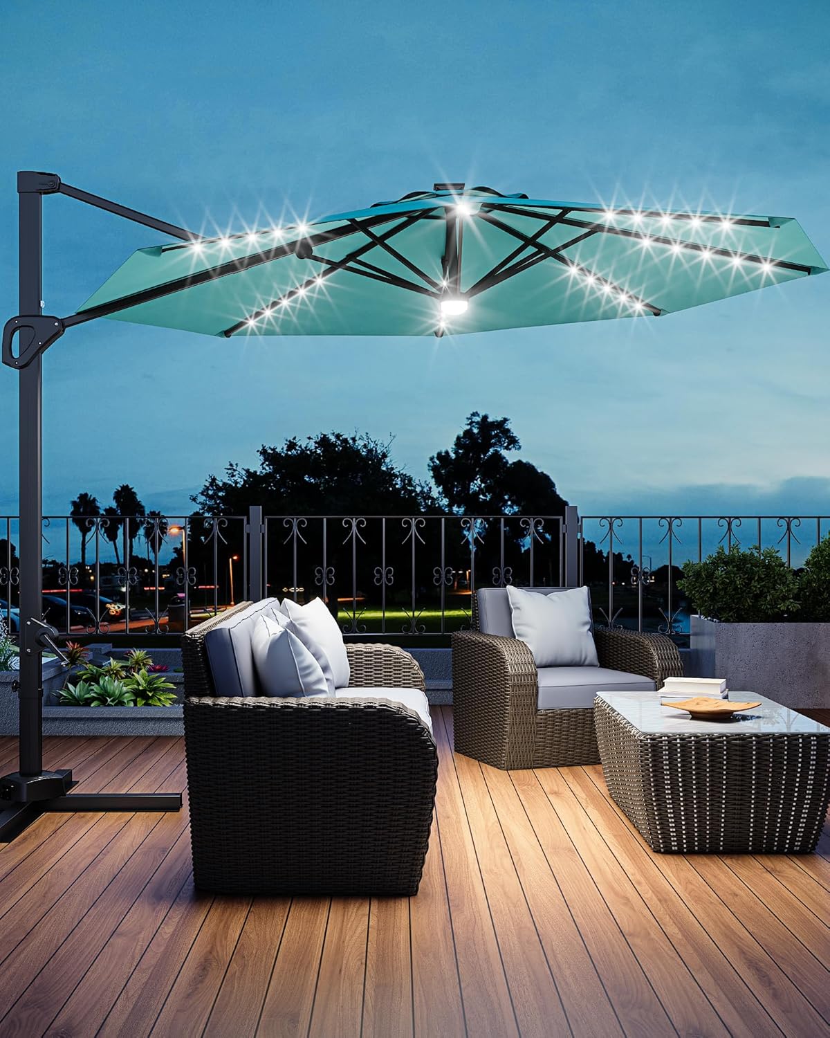 GarveeLife 10FT Outdoor Patio Umbrella Large Cantilever Market Sun Shade Windproof Offset with 360-Degree Rotation for Garden Deck Pool Patio