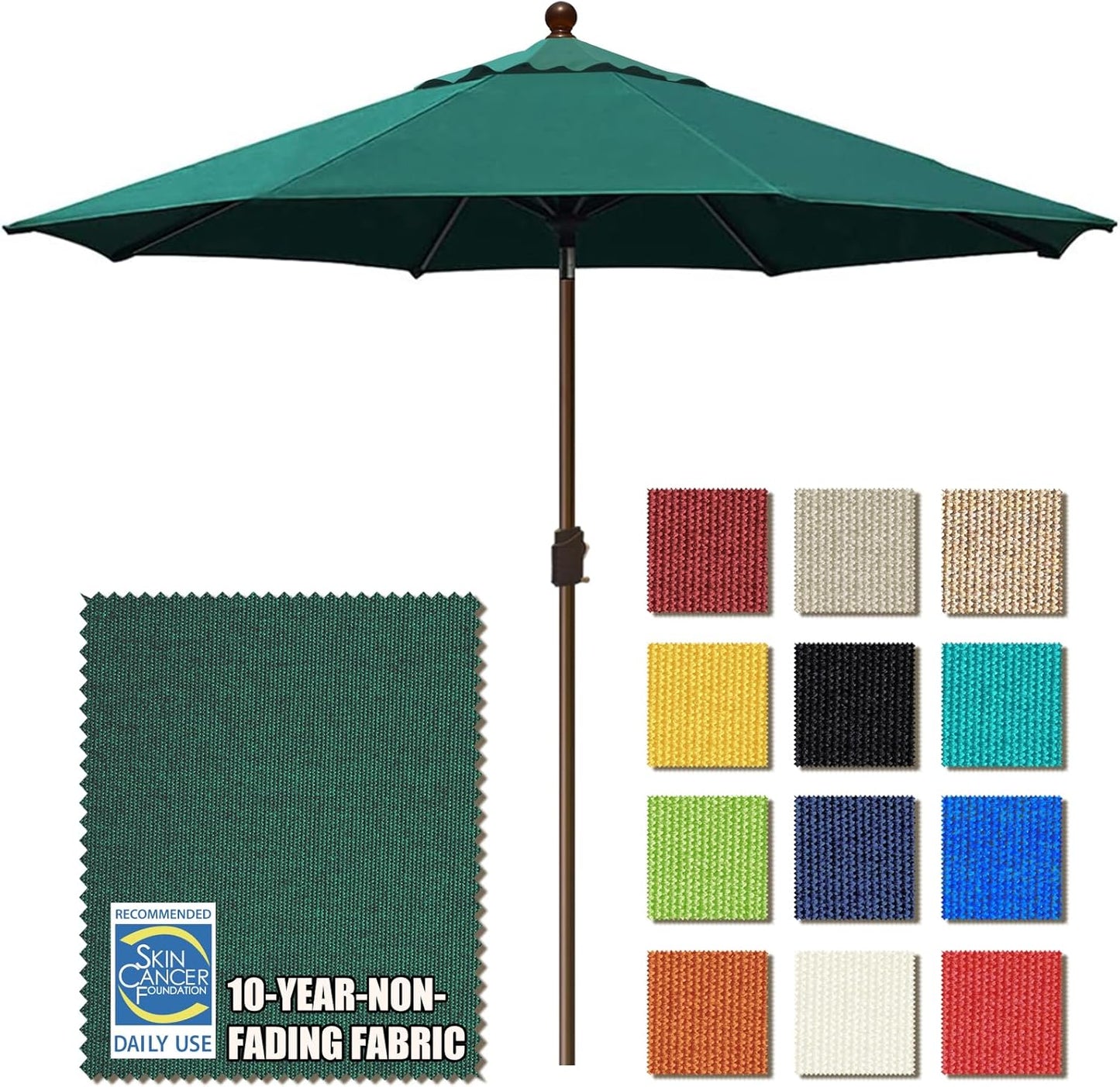 EliteShade USA 10-Year-Non-Fading 9Ft Market Umbrella Patio Umbrella Outdoor Table Umbrella with Ventilation, Heather Beige