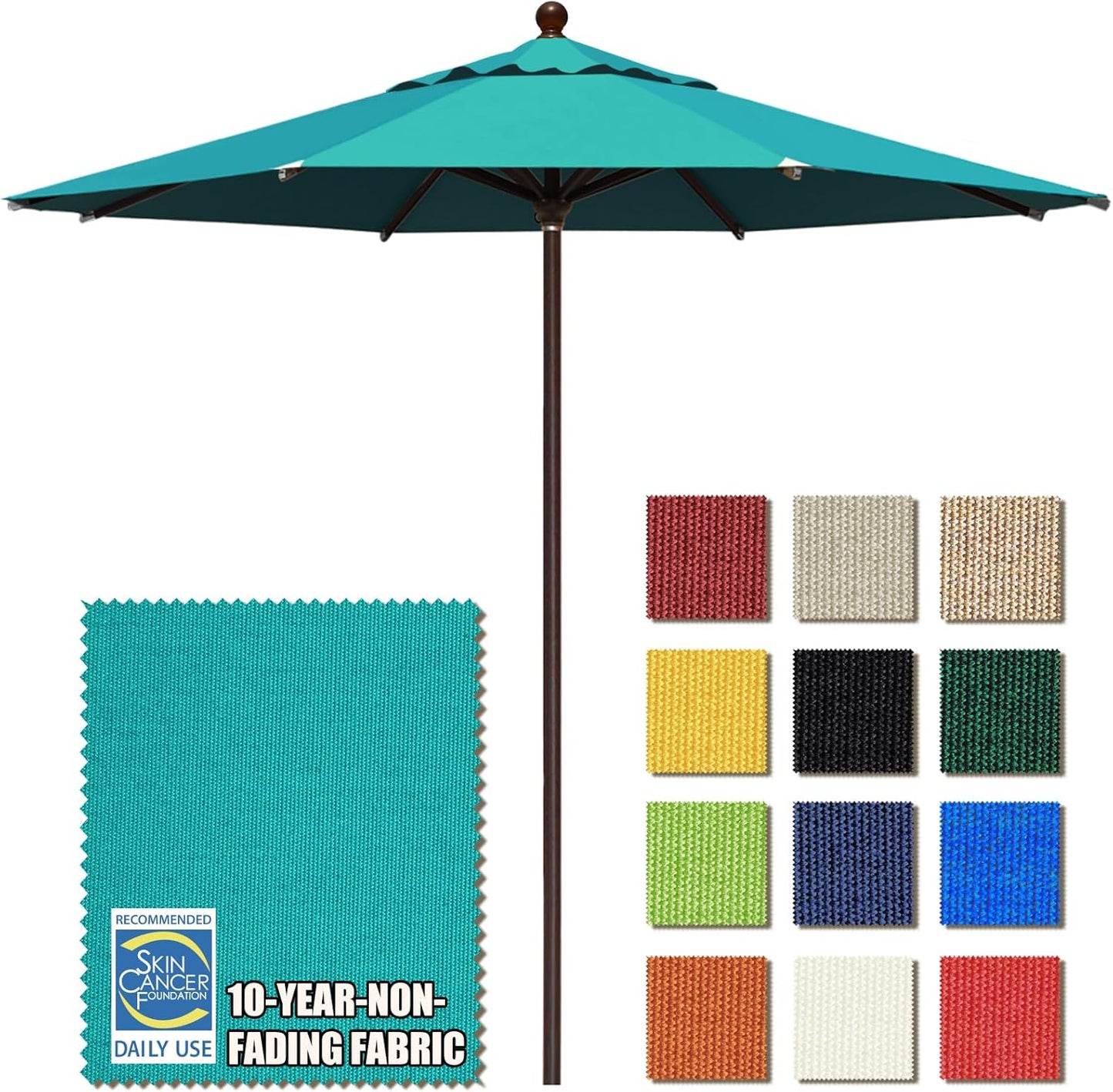 EliteShade USA 10-Year-Non-Fading 9Ft Market Umbrella Patio Umbrella Outdoor Table Umbrella with Ventilation, Heather Beige