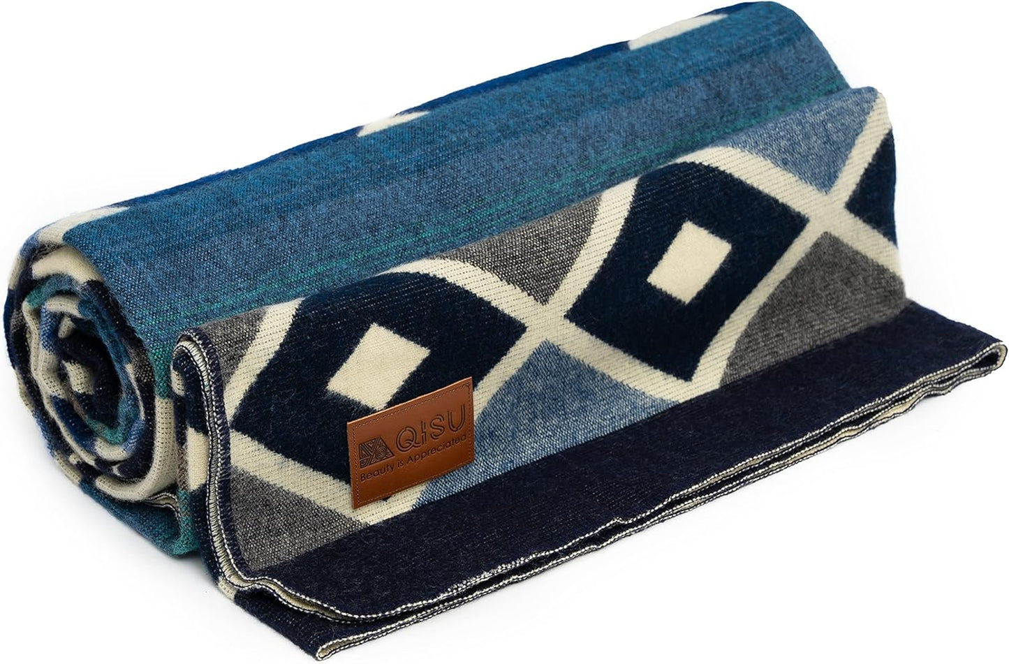 QISU Wool Blanket Throw | Large, Beautiful, Warm, Handmade in Ecuador by Local Artisans |94″ x 78″|Ultra-Soft, Hypoallergenic & Breathable (Rainbow)