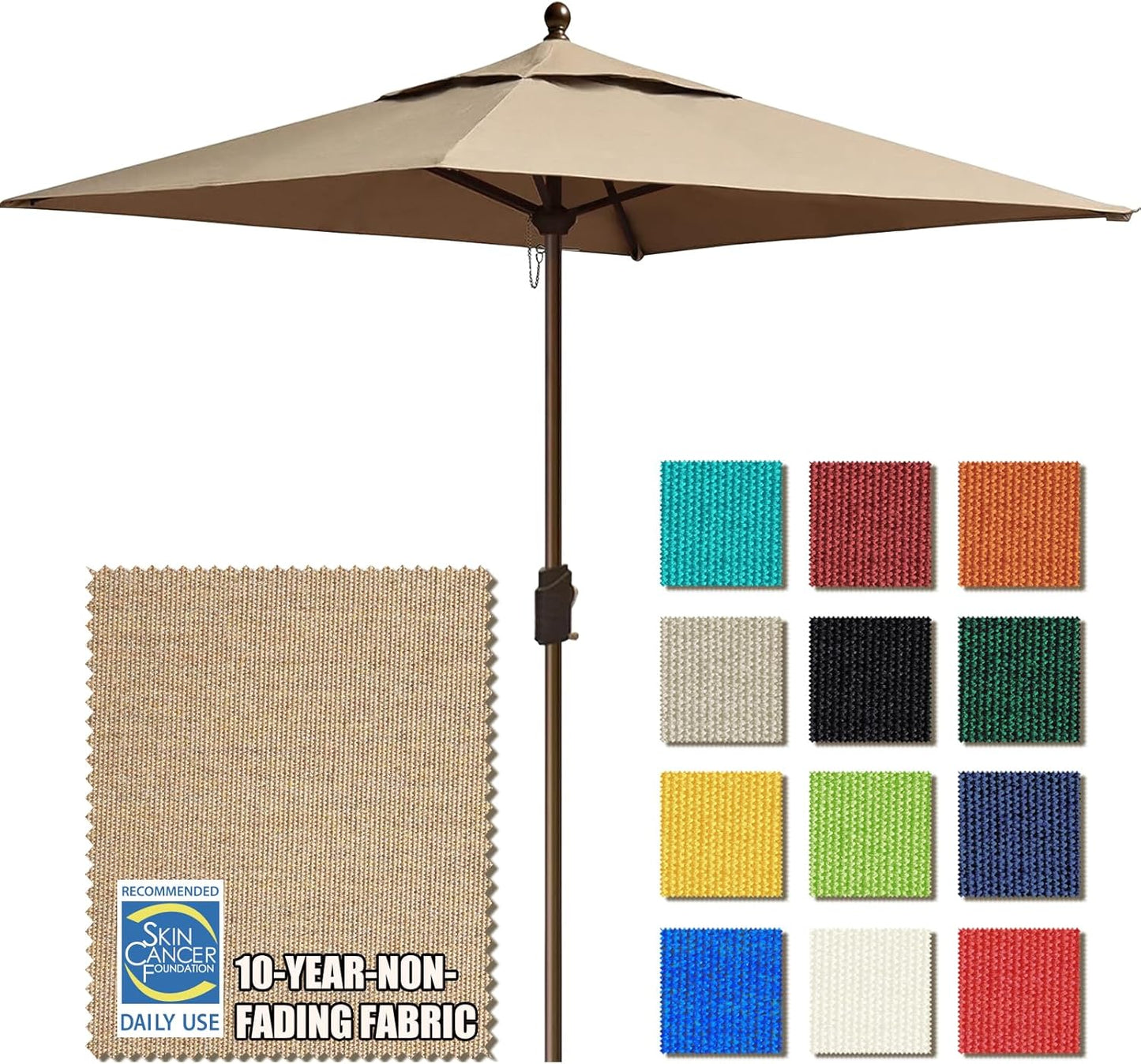 EliteShade USA 10-Year-Non-Fading 9Ft Market Umbrella Patio Umbrella Outdoor Table Umbrella with Ventilation, Heather Beige