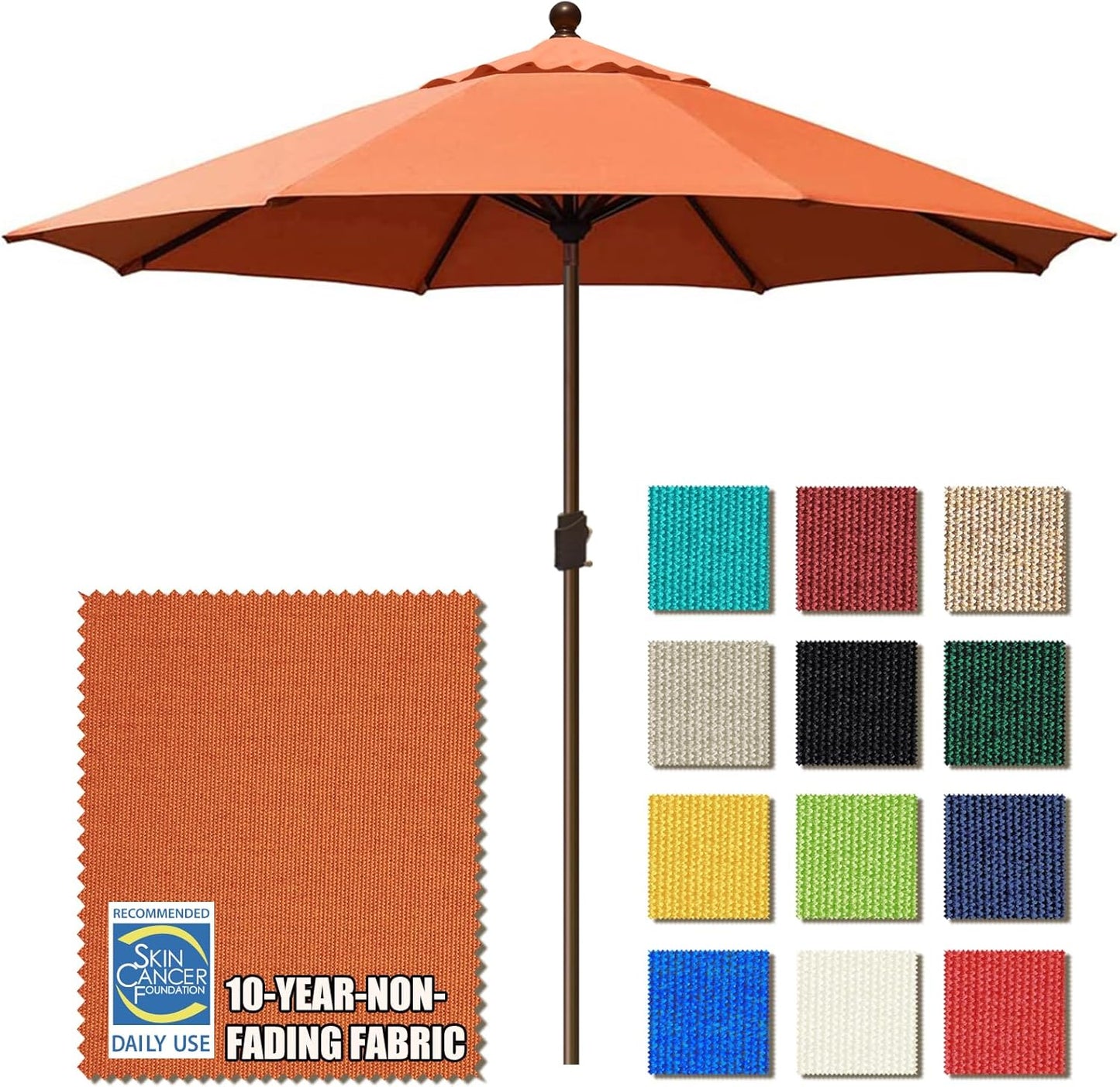 EliteShade USA 10-Year-Non-Fading 9Ft Market Umbrella Patio Umbrella Outdoor Table Umbrella with Ventilation, Heather Beige