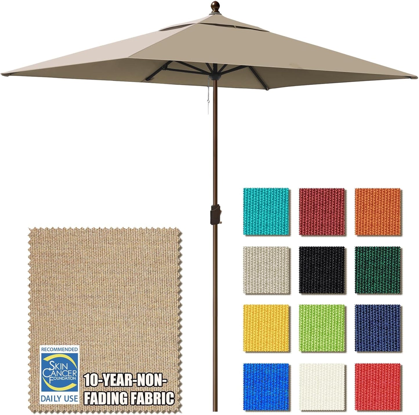 EliteShade USA 10-Year-Non-Fading 9Ft Market Umbrella Patio Umbrella Outdoor Table Umbrella with Ventilation, Heather Beige