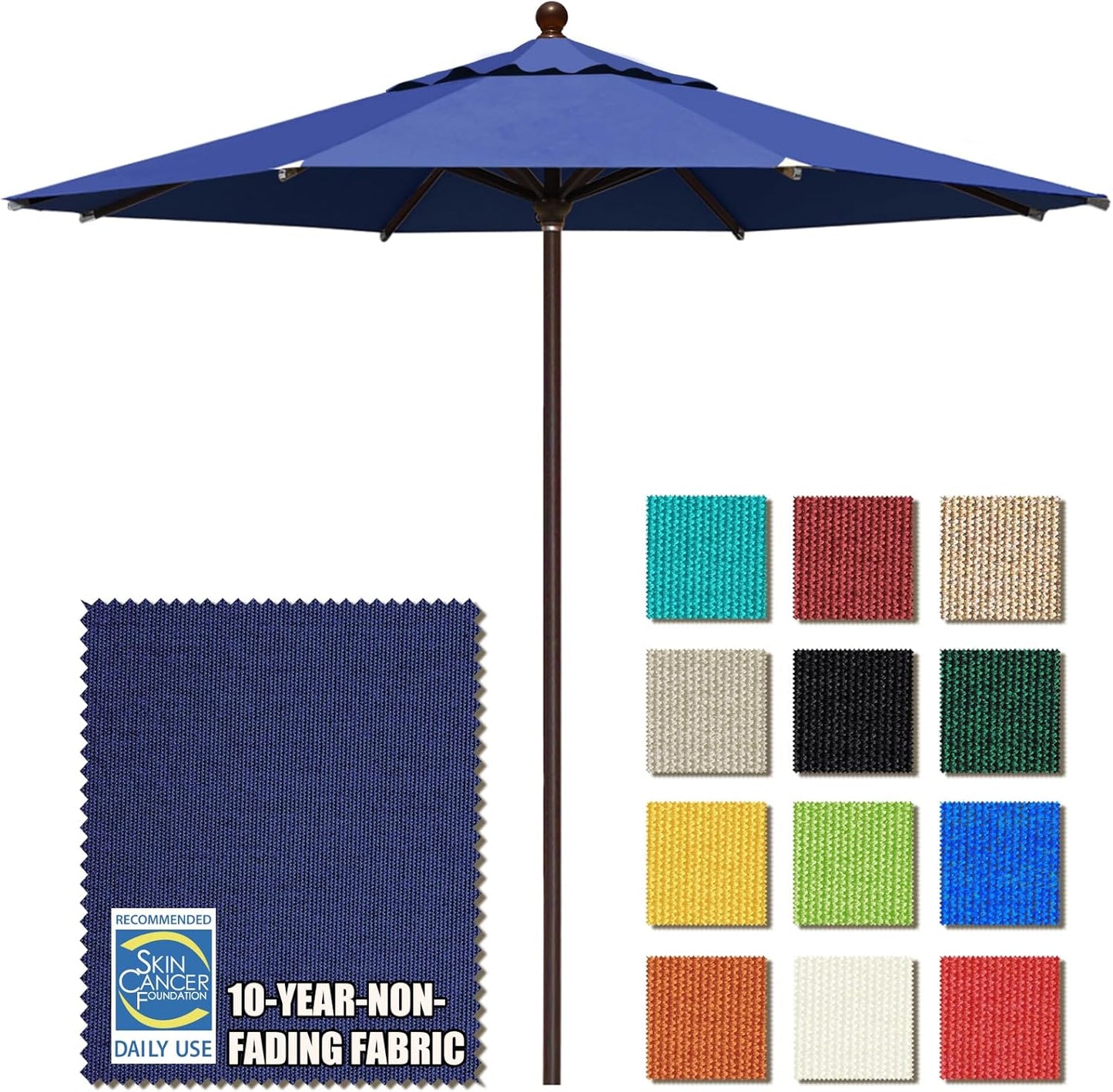EliteShade USA 10-Year-Non-Fading 9Ft Market Umbrella Patio Umbrella Outdoor Table Umbrella with Ventilation, Heather Beige