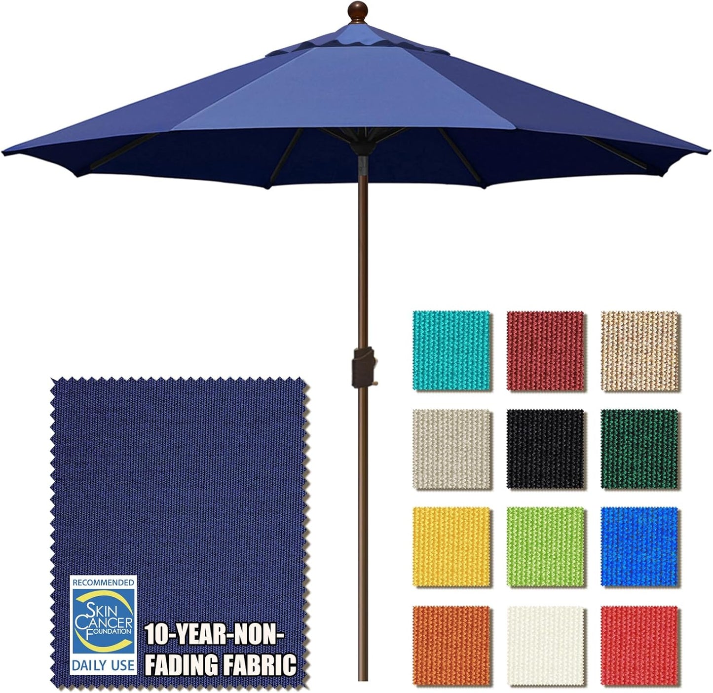 EliteShade USA 10-Year-Non-Fading 9Ft Market Umbrella Patio Umbrella Outdoor Table Umbrella with Ventilation, Heather Beige