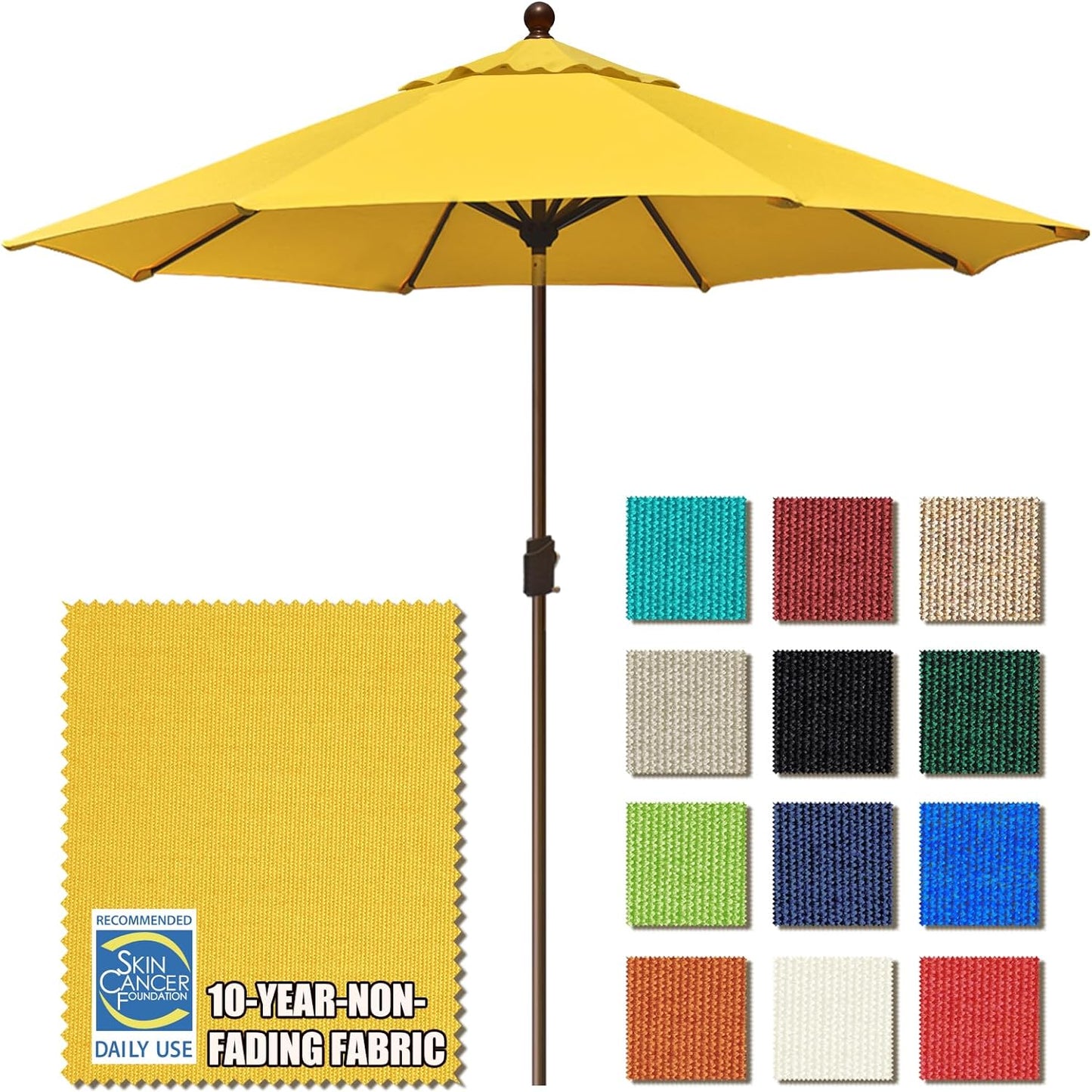 EliteShade USA 10-Year-Non-Fading 9Ft Market Umbrella Patio Umbrella Outdoor Table Umbrella with Ventilation, Heather Beige
