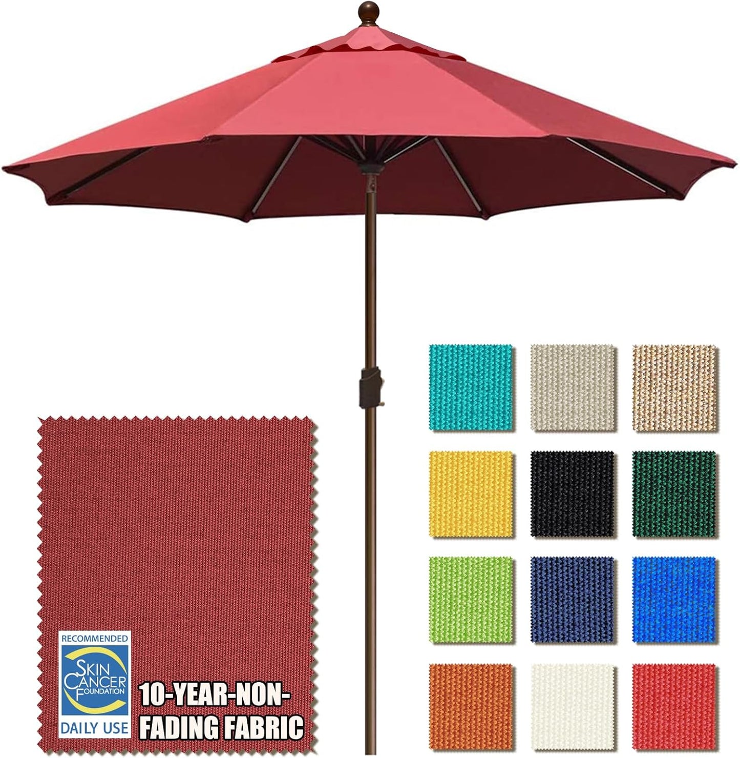 EliteShade USA 10-Year-Non-Fading 9Ft Market Umbrella Patio Umbrella Outdoor Table Umbrella with Ventilation, Heather Beige