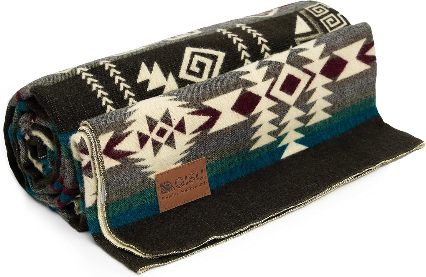 QISU Wool Blanket Throw | Large, Beautiful, Warm, Handmade in Ecuador by Local Artisans |94″ x 78″|Ultra-Soft, Hypoallergenic & Breathable (Rainbow)