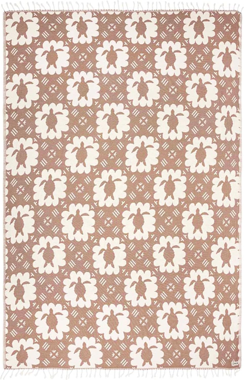 Sand Cloud Throw Blanket for Bed & Couch (Taupe) - 100% Turkish Organic Cotton & Jacquard Weave with Twisted Tassels - Heavy Weight, Soft & Cozy Beach & Throw Blankets - 57" x 76" - Caretta Turtle