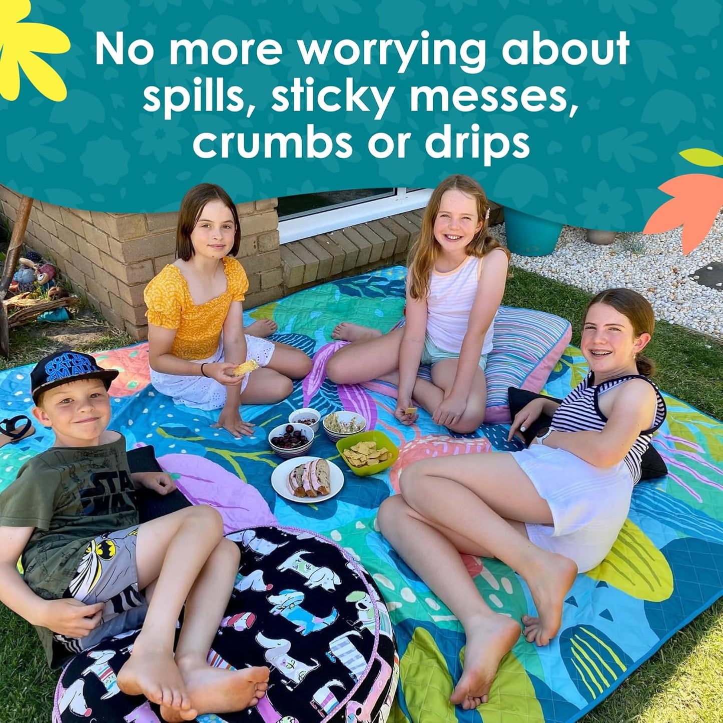 Rudie Nudie Jumbo Picnic Rug, Premium Large Picnic Mat, 6'7" x 6'7", Outdoor Waterproof Picnic Blanket Beach Mat, Foldable & Waterproof, Picnic Blankets Ideal for Beach & Park, Outdoor Blanket