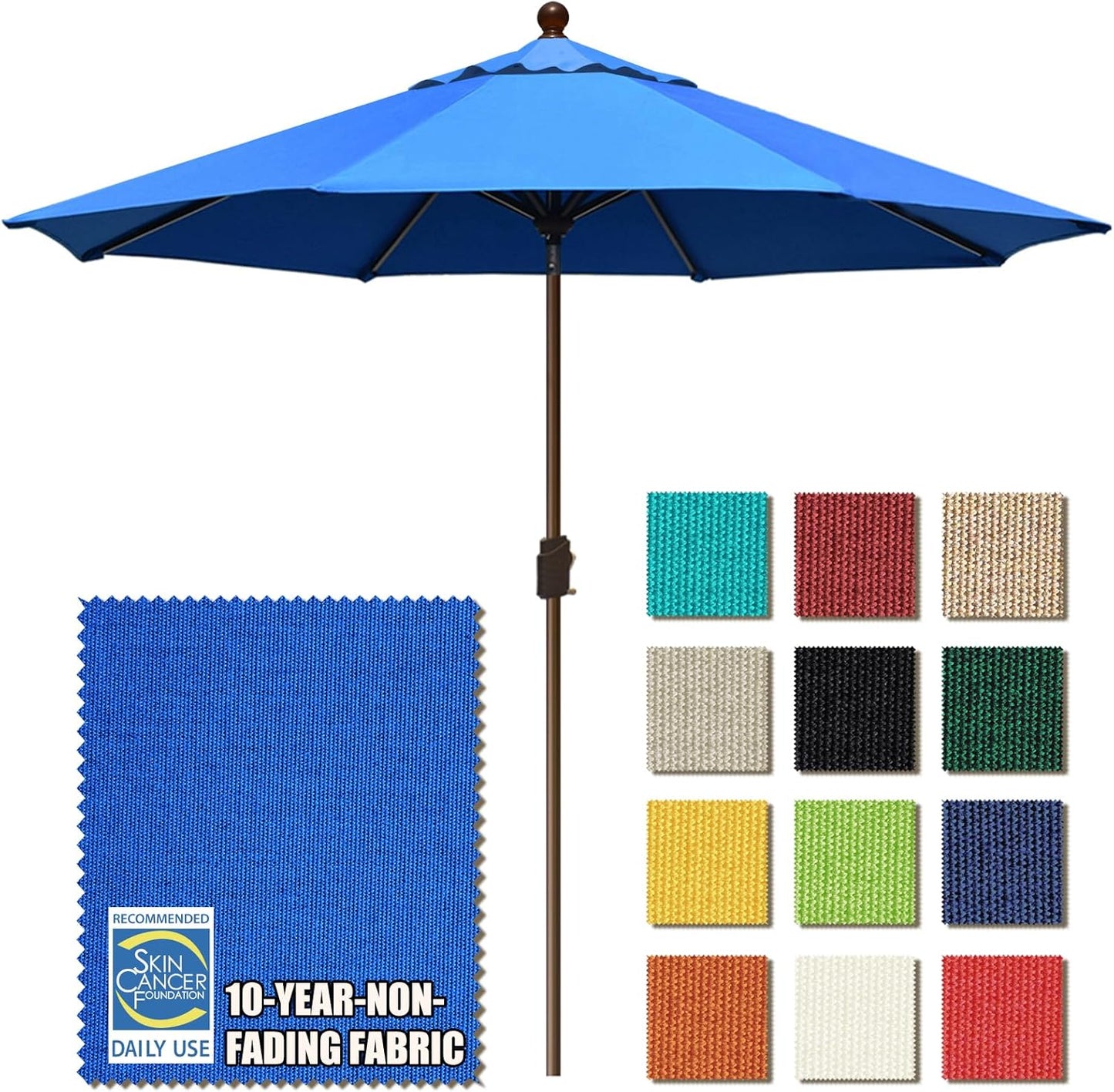 EliteShade USA 10-Year-Non-Fading 9Ft Market Umbrella Patio Umbrella Outdoor Table Umbrella with Ventilation, Heather Beige