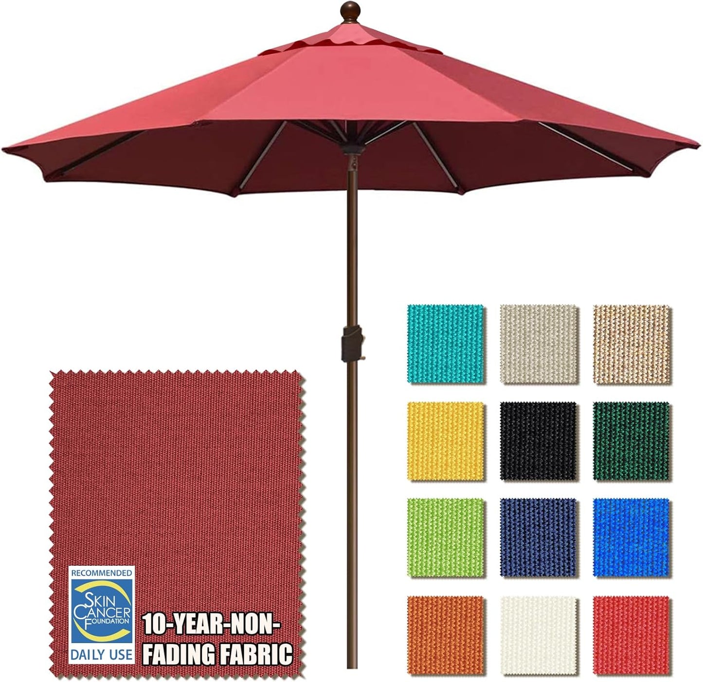 EliteShade USA 10-Year-Non-Fading 9Ft Market Umbrella Patio Umbrella Outdoor Table Umbrella with Ventilation, Heather Beige