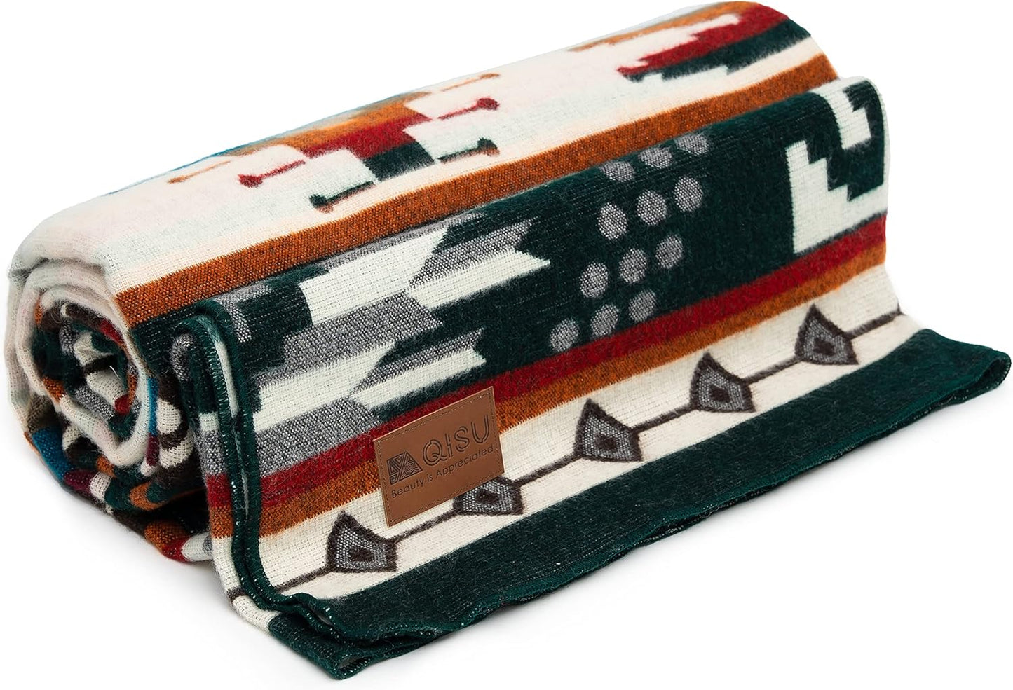 QISU Wool Blanket Throw | Large, Beautiful, Warm, Handmade in Ecuador by Local Artisans |94″ x 78″|Ultra-Soft, Hypoallergenic & Breathable (Rainbow)