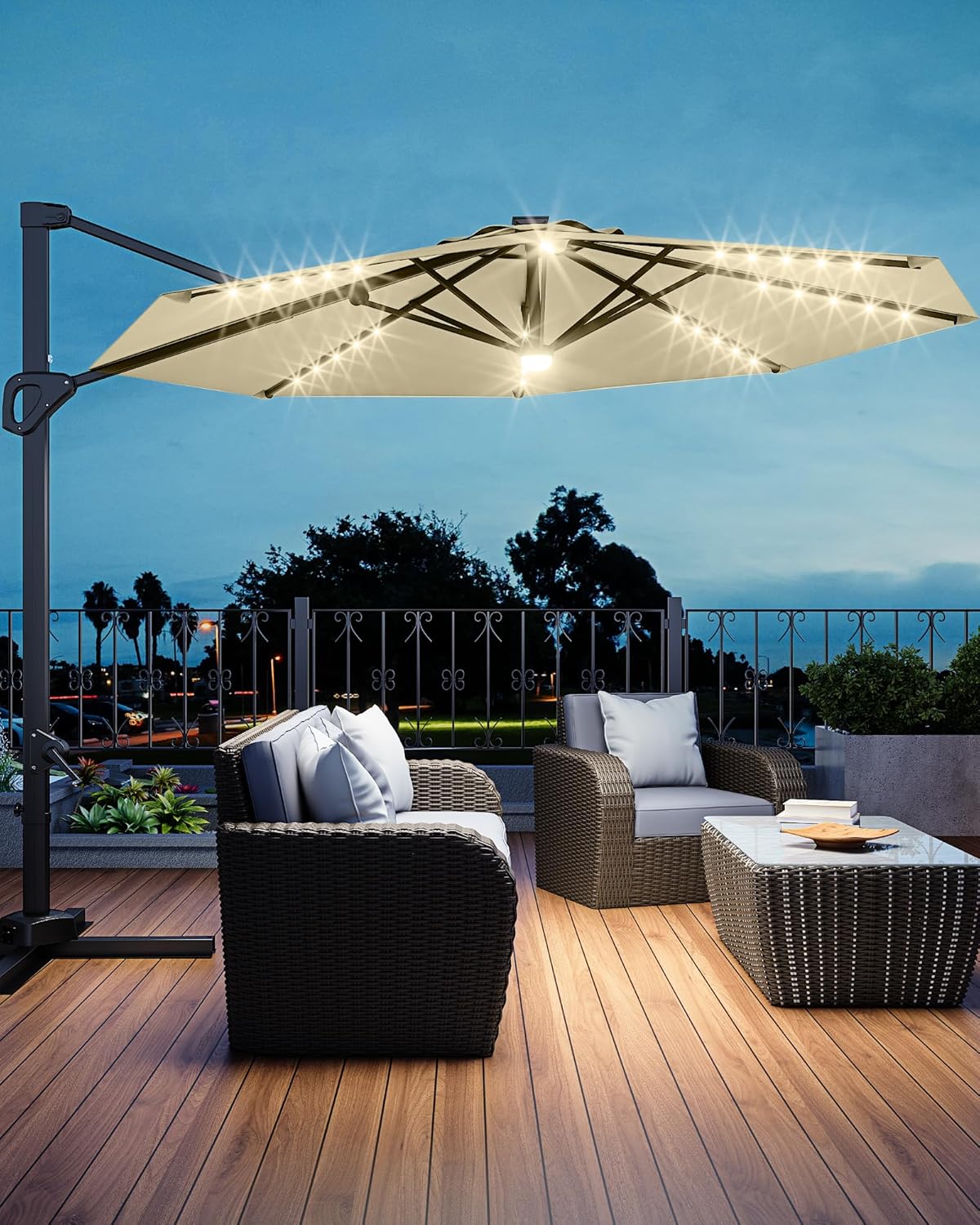 GarveeLife 10FT Outdoor Patio Umbrella Large Cantilever Market Sun Shade Windproof Offset with 360-Degree Rotation for Garden Deck Pool Patio