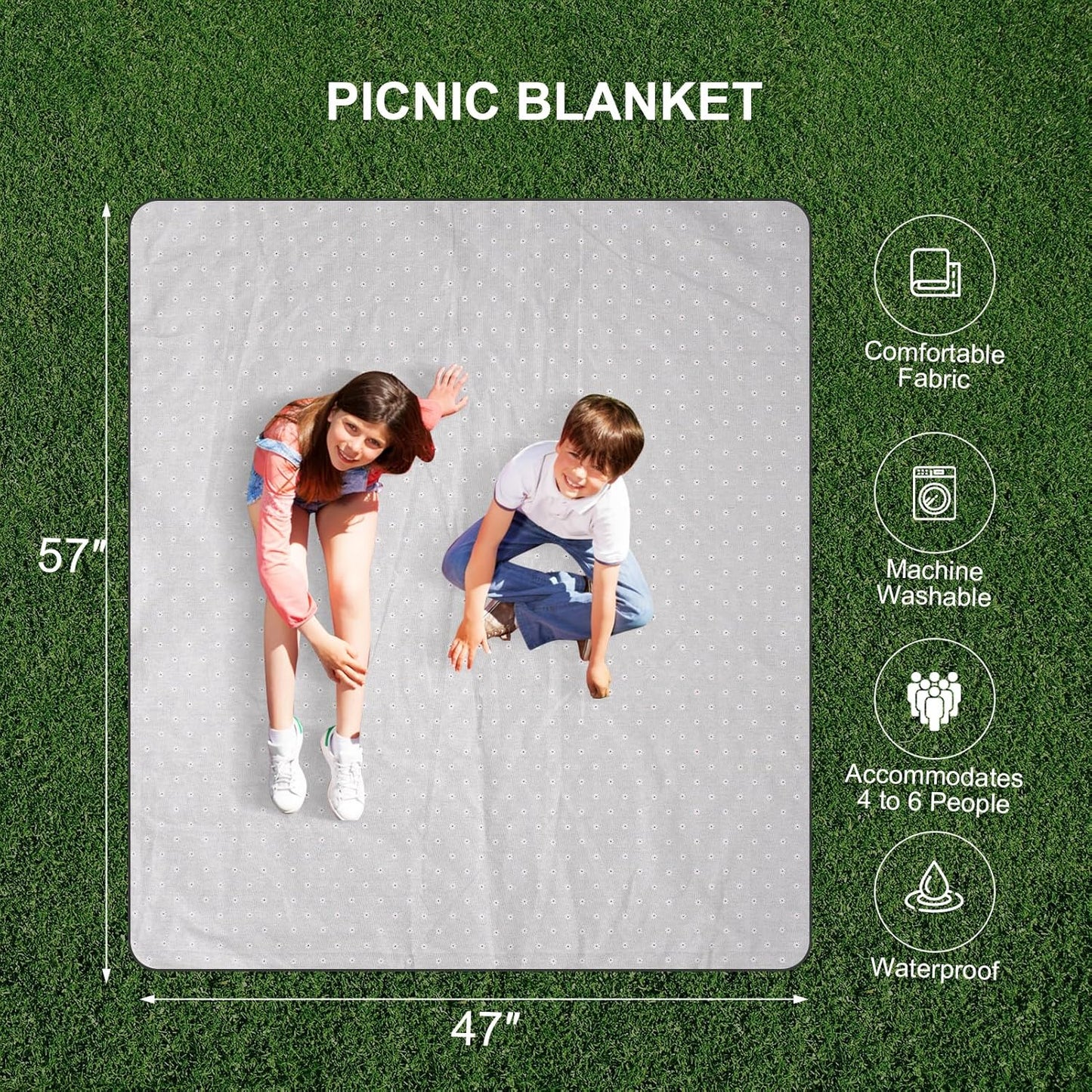 Picnic Basket Set for 2 - Wicker Insulated Picnic Basket with Waterproof Blanket, Folding Wine Picnic Table & Cutlery Kits, Picnic Baskets Kit for Camping, Outdoor, Valentine (White Flower)