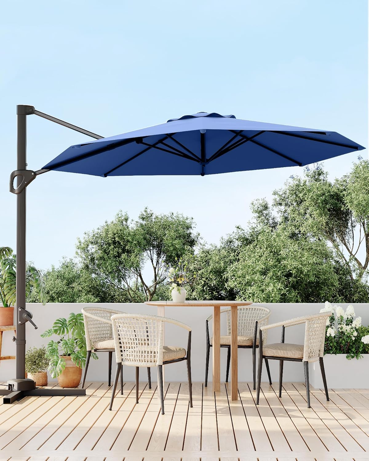 GarveeLife 10FT Outdoor Patio Umbrella Large Cantilever Market Sun Shade Windproof Offset with 360-Degree Rotation for Garden Deck Pool Patio