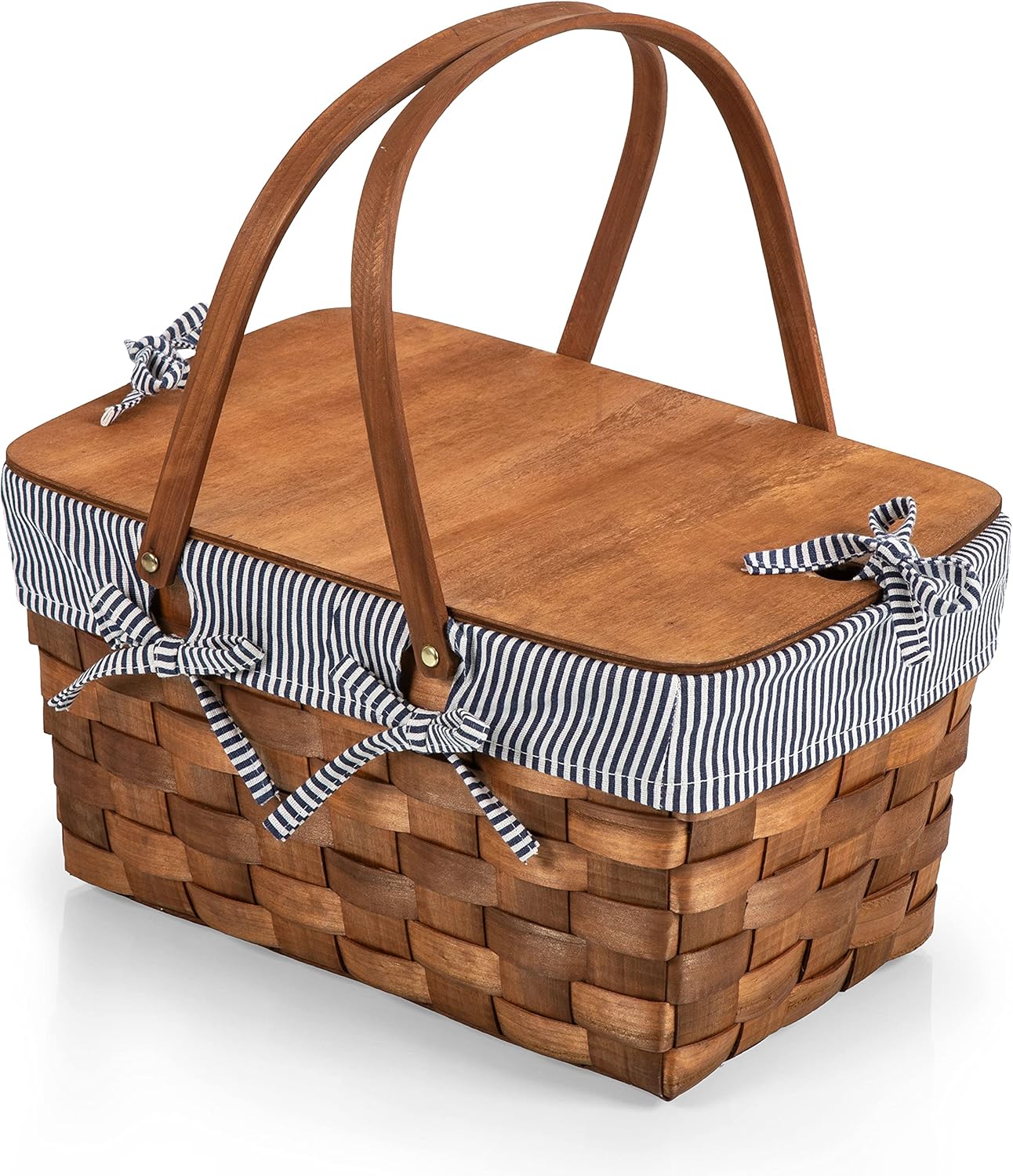 Kansas Handwoven Wood Picnic Basket