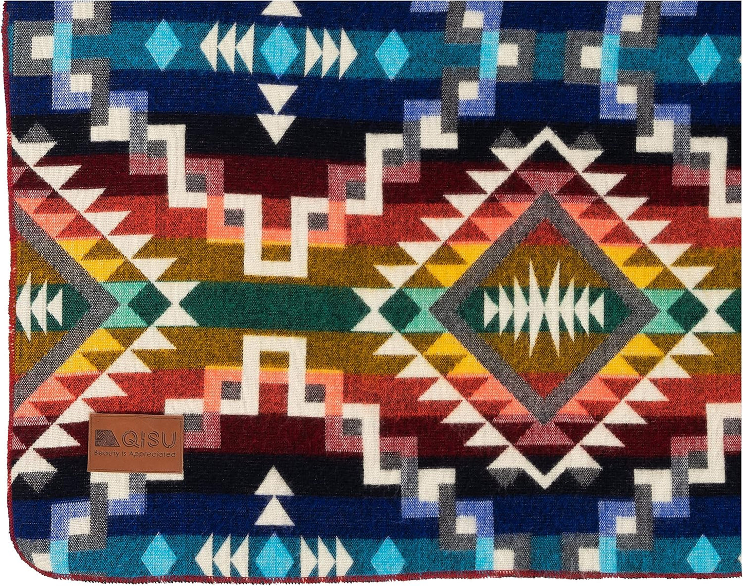 QISU Wool Blanket Throw | Large, Beautiful, Warm, Handmade in Ecuador by Local Artisans |94″ x 78″|Ultra-Soft, Hypoallergenic & Breathable (Rainbow)