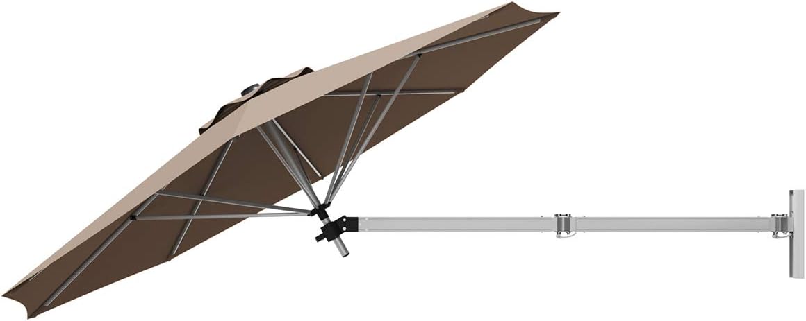 Tangkula 8 FT Wall Mounted Patio Umbrella, Outdoor Wall Umbrella with Adjustable Pole, Tilting Sunshade Umbrella with Wind Vent, Ideal for Garden Balcony Yard (Tan)