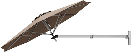 Tangkula 8 FT Wall Mounted Patio Umbrella, Outdoor Wall Umbrella with Adjustable Pole, Tilting Sunshade Umbrella with Wind Vent, Ideal for Garden Balcony Yard (Tan)